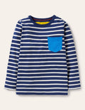 Langärmliges Bretonshirt-Segelblau/Naturweiß