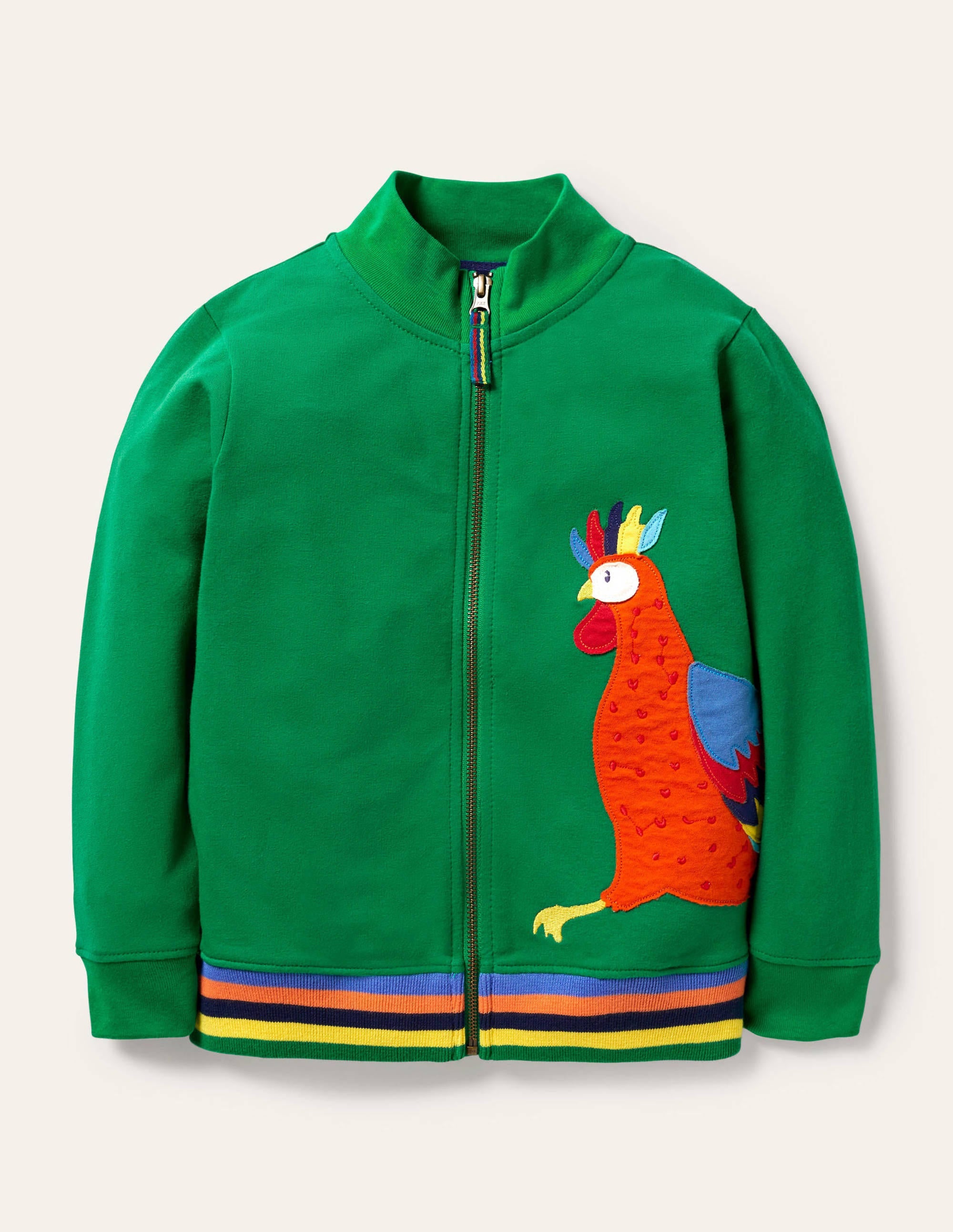 Trainingsjacke mit Hahn-Applikation-Paprikagrün, Hahn - Image 1