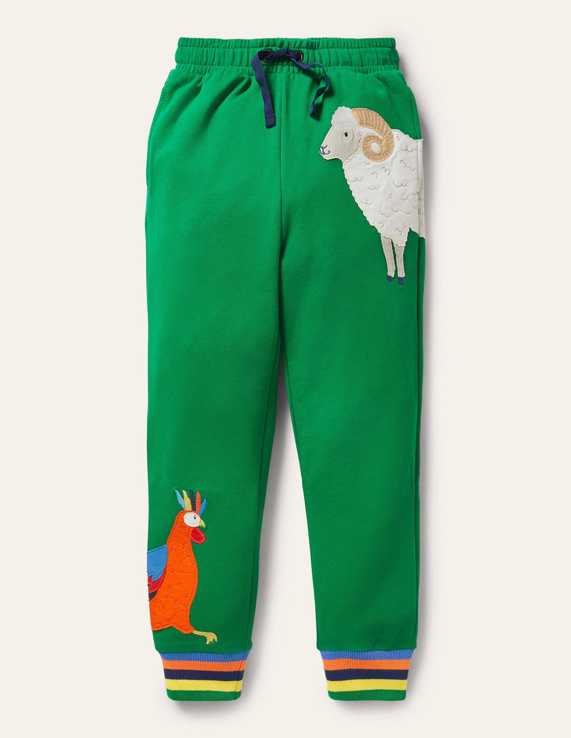 Jogginghose mit Hahn-Applikation-Paprikagrün, Tiere-1