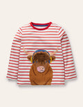T-Shirt mit Bauernhoftierapplikation-Erdbeerkuchenrot, Kuh