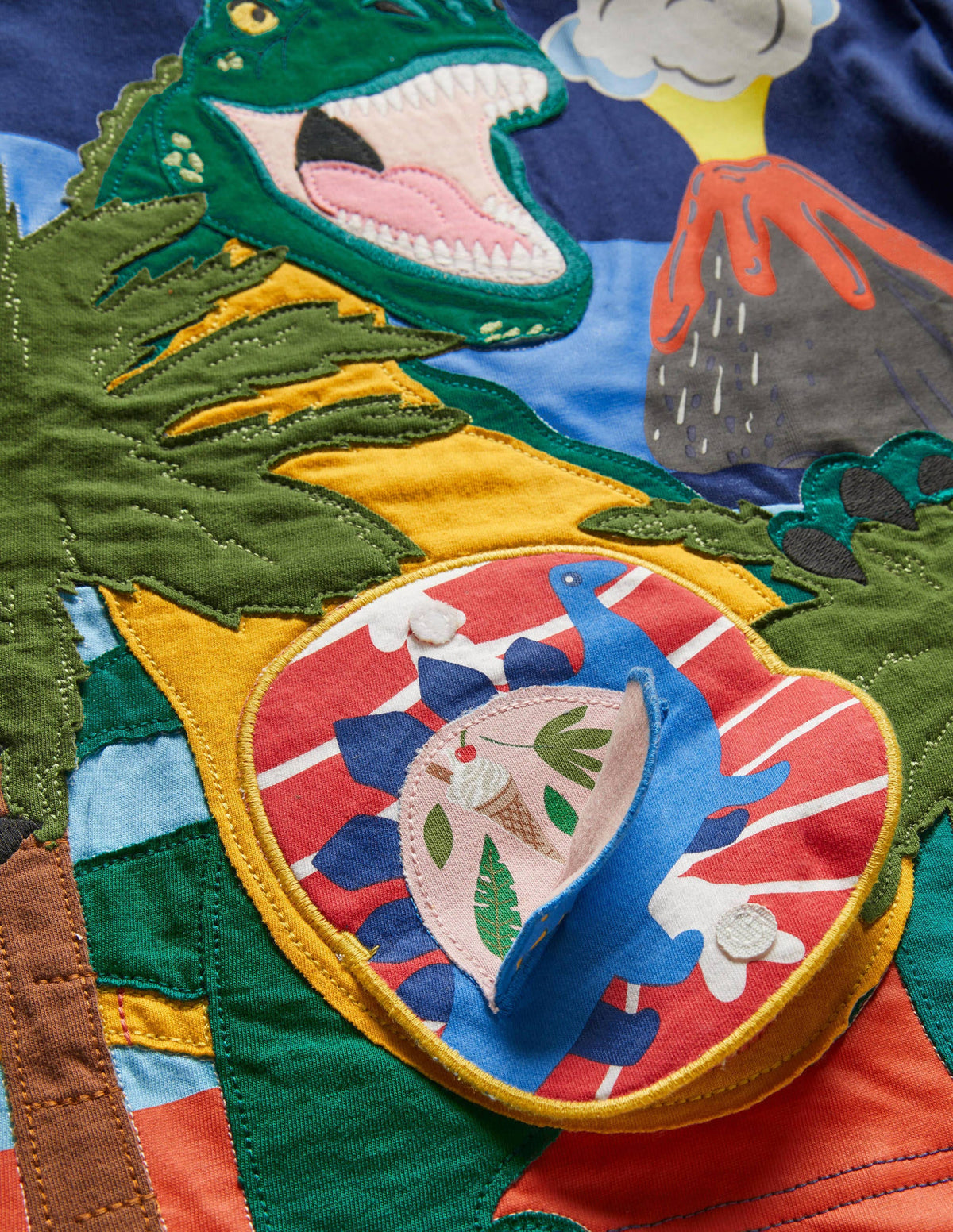 T-Shirt mit Tierapplikation mit zwei Klappen-Segelblau, Dinosaurier-3