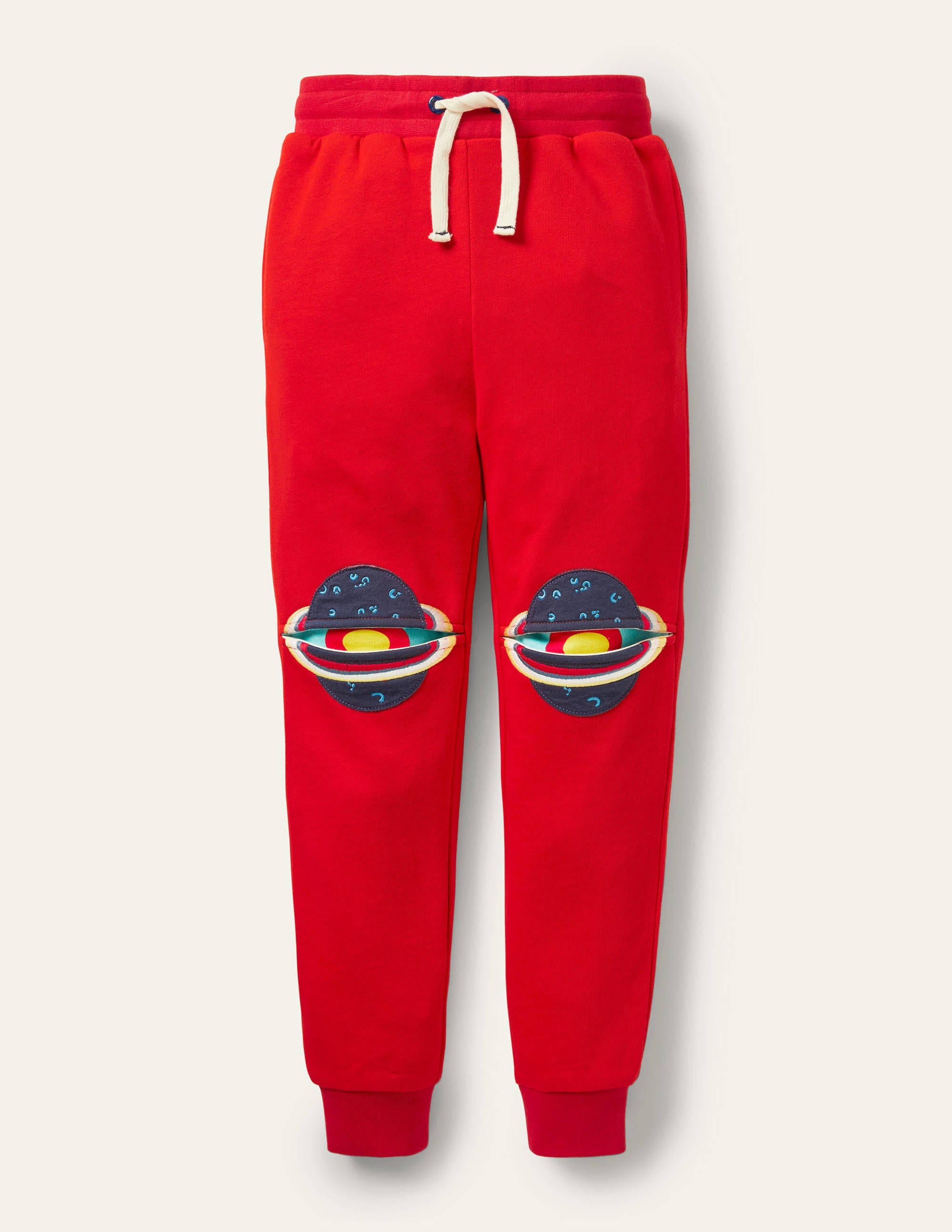 Jogginghose mit Aufnäher am Knie-Feuerrot, Weltall - Image 1