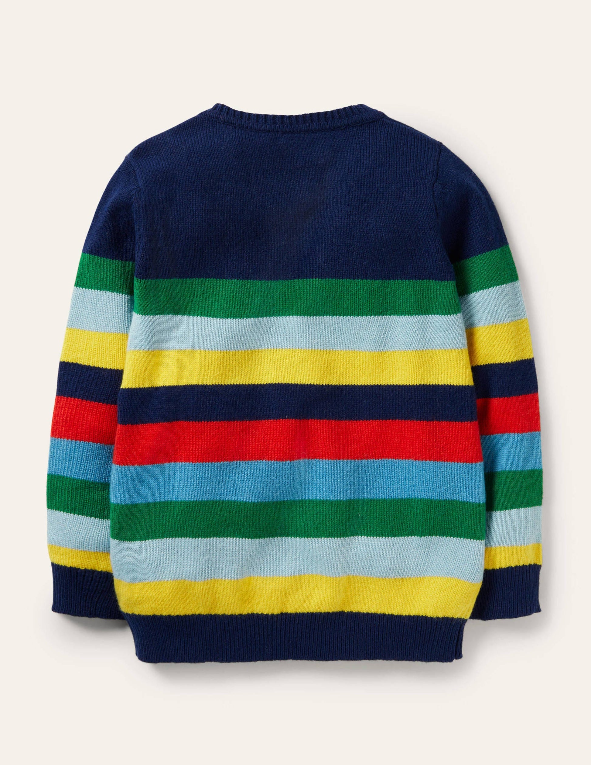Pullover mit Rundhalsausschnitt und Blockfarben-Schuluniform-Navy/Regenbogen-2