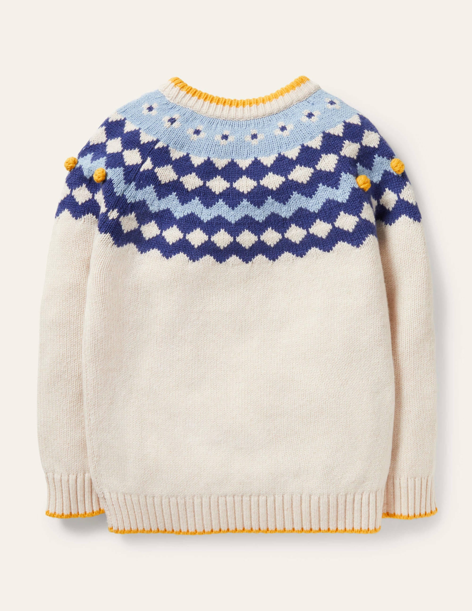 Fair-Isle-Grobstrickpullover mit Rundhalsausschnitt-Ecru Meliert, Fair-Isle-Muster - Image 2