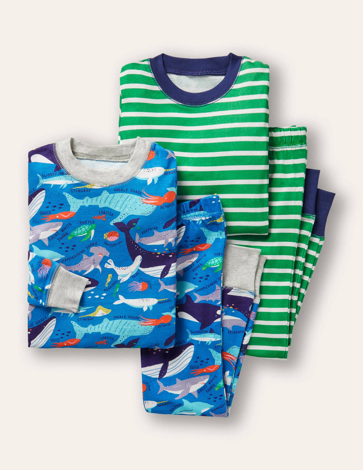 Snug Twin Pack Long Pyjamas-Bold Blue Underwater - Image 1