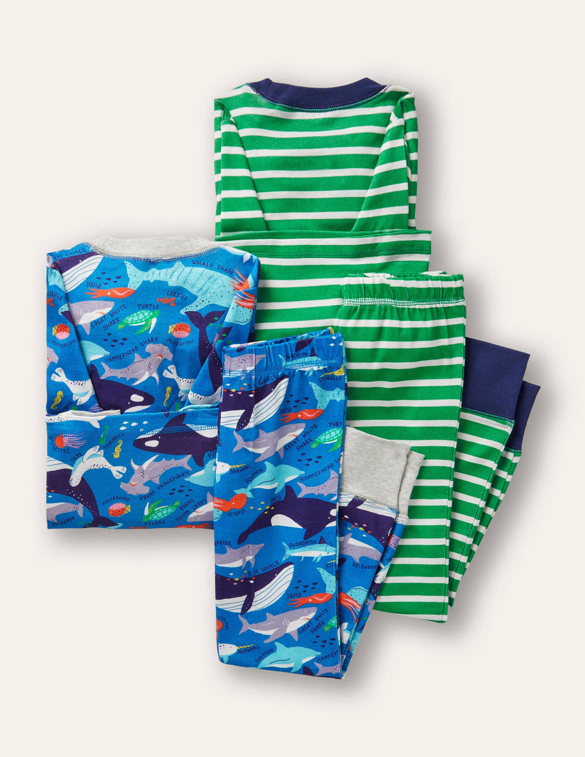 Snug Twin Pack Long Pyjamas-Bold Blue Underwater-2