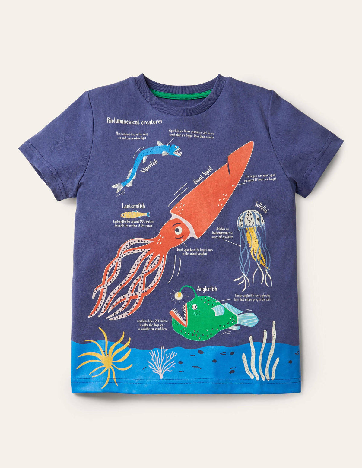Im Dunkeln leuchtendes Ozean-T-Shirt-Segelblau, Tiere - Image 1