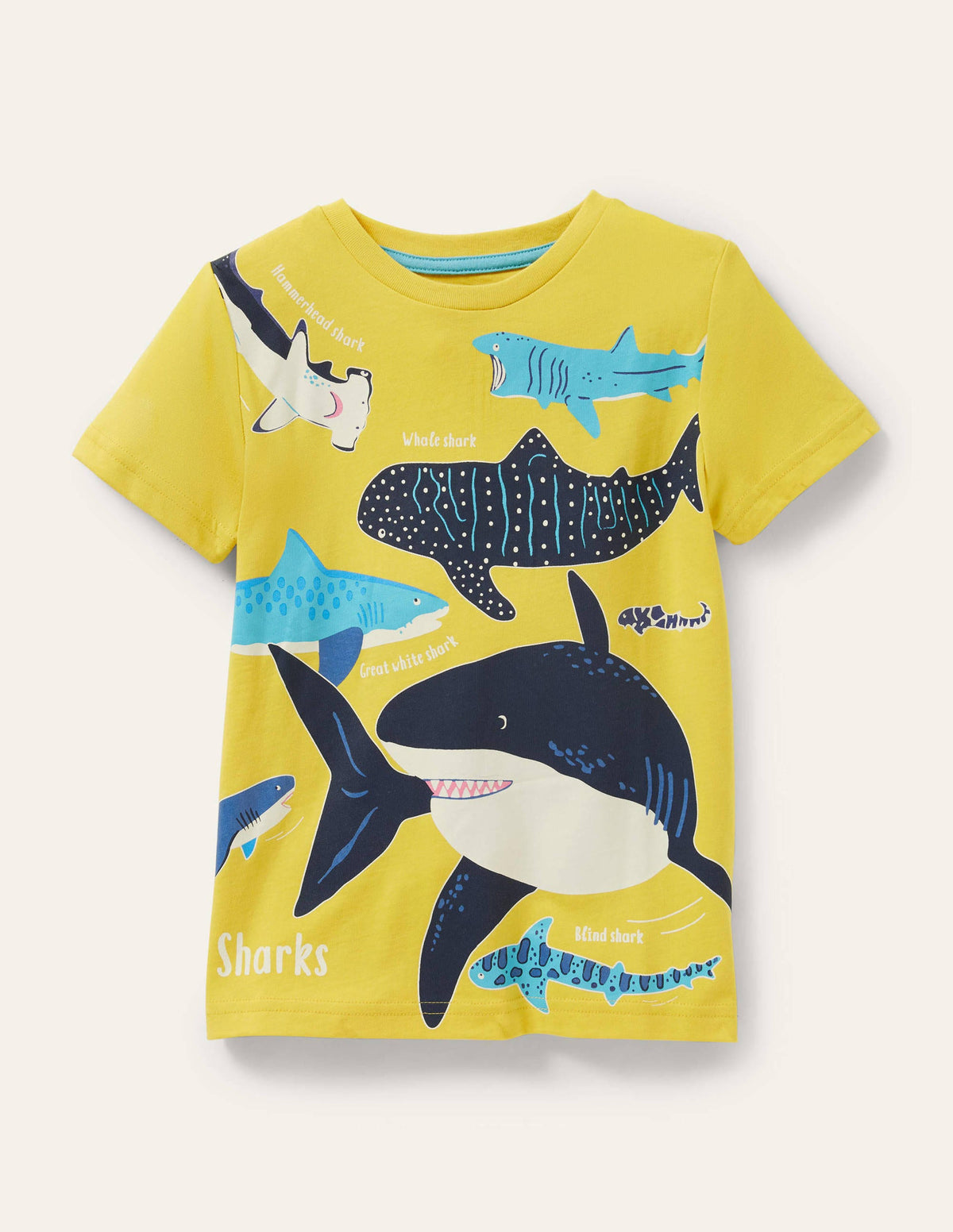 Im Dunkeln leuchtendes Ozean-T-Shirt-Maisgelb, Haie - Image 1