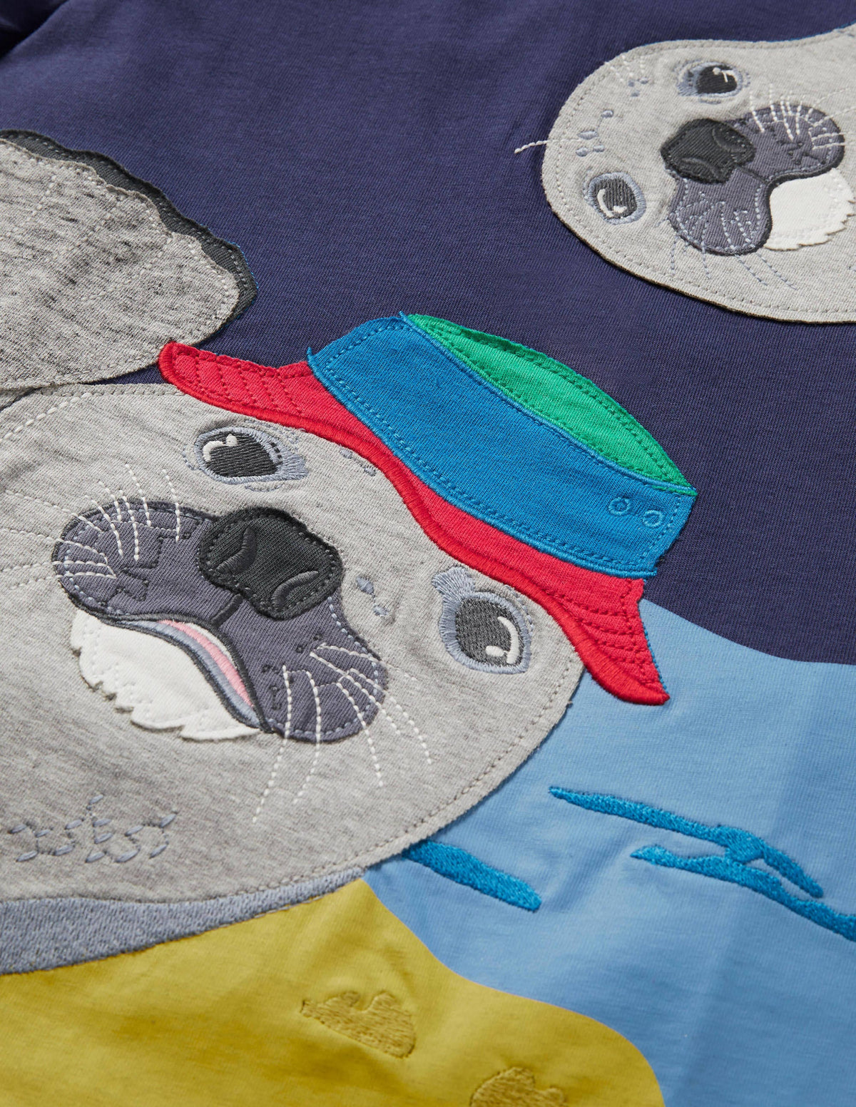 Animal Appliqué T-shirt-Starboard Blue Seals - Image 2