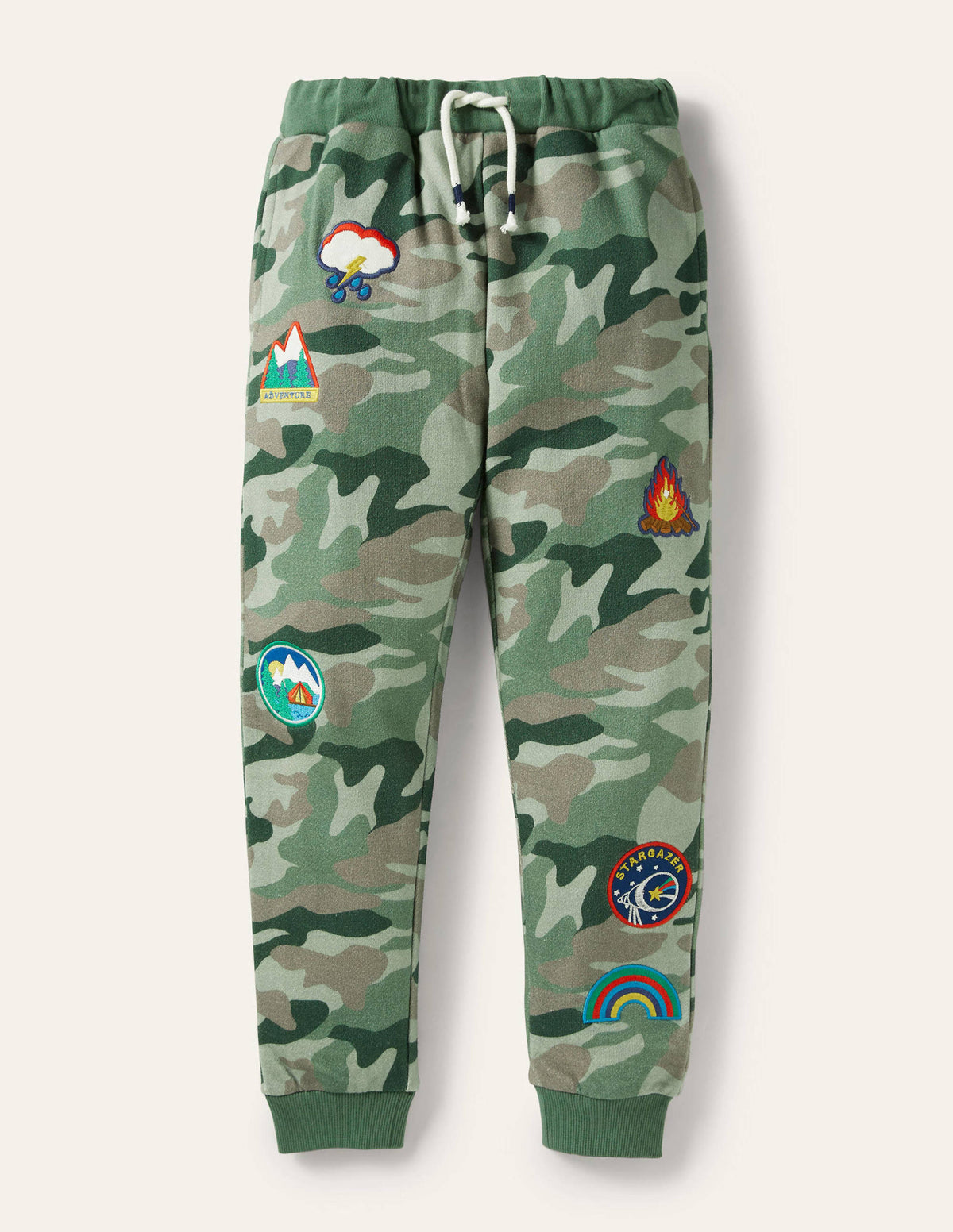 Camo Badge Joggers-Soft Green Camouflage-1
