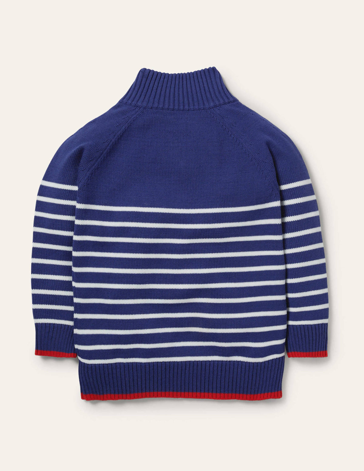 Leichter Pullover mit halbem Reißverschluss-Segelblau/Naturweiß - Image 2