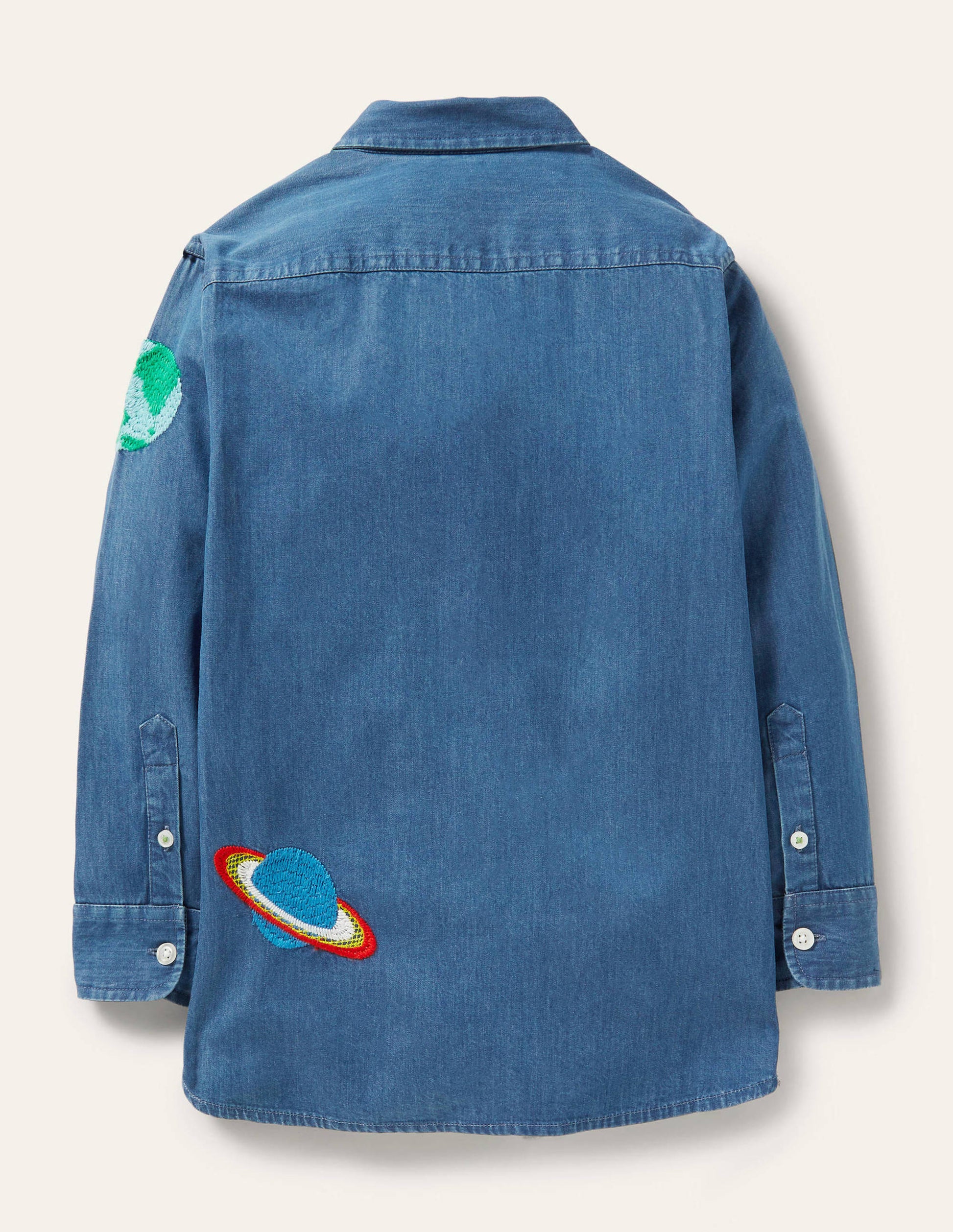 Hemd mit Superstitch-Motiv-Mittleres Denim, Weltall-2