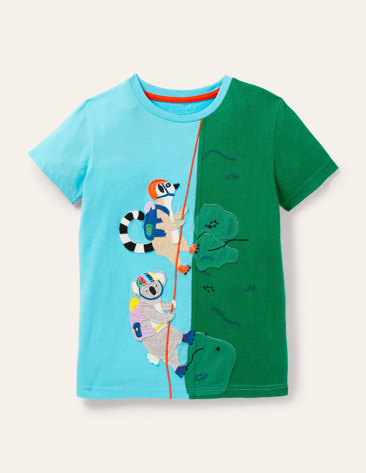 T-Shirt mit Tierabenteuermotiv-Wasserblau, Lemuren - Image 1