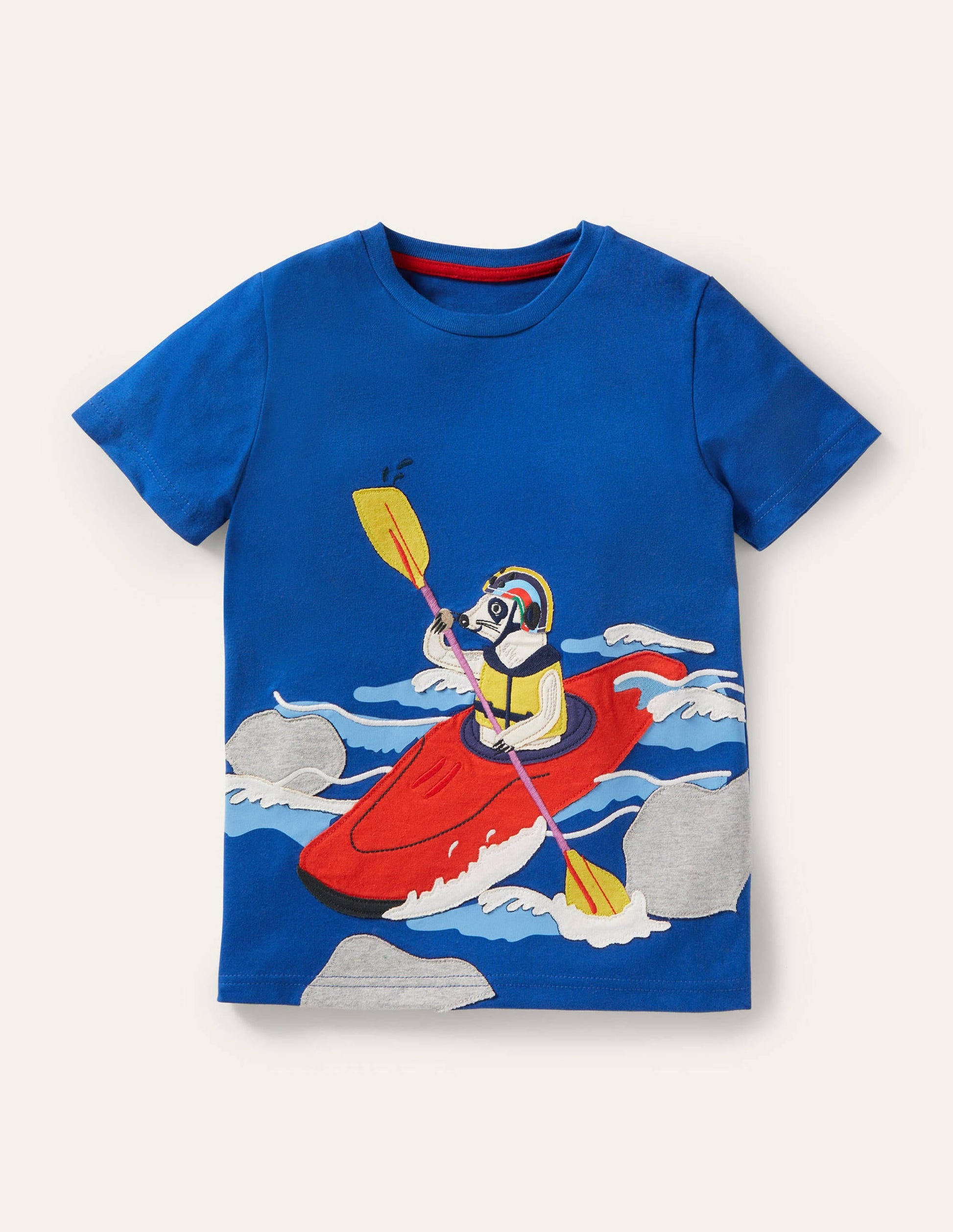 T-Shirt mit Tierabenteuermotiv-Wellenblau, Erdmännchen-1