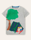 T-Shirt mit Tierabenteuermotiv-Grau Meliert, Meerschweinchen
