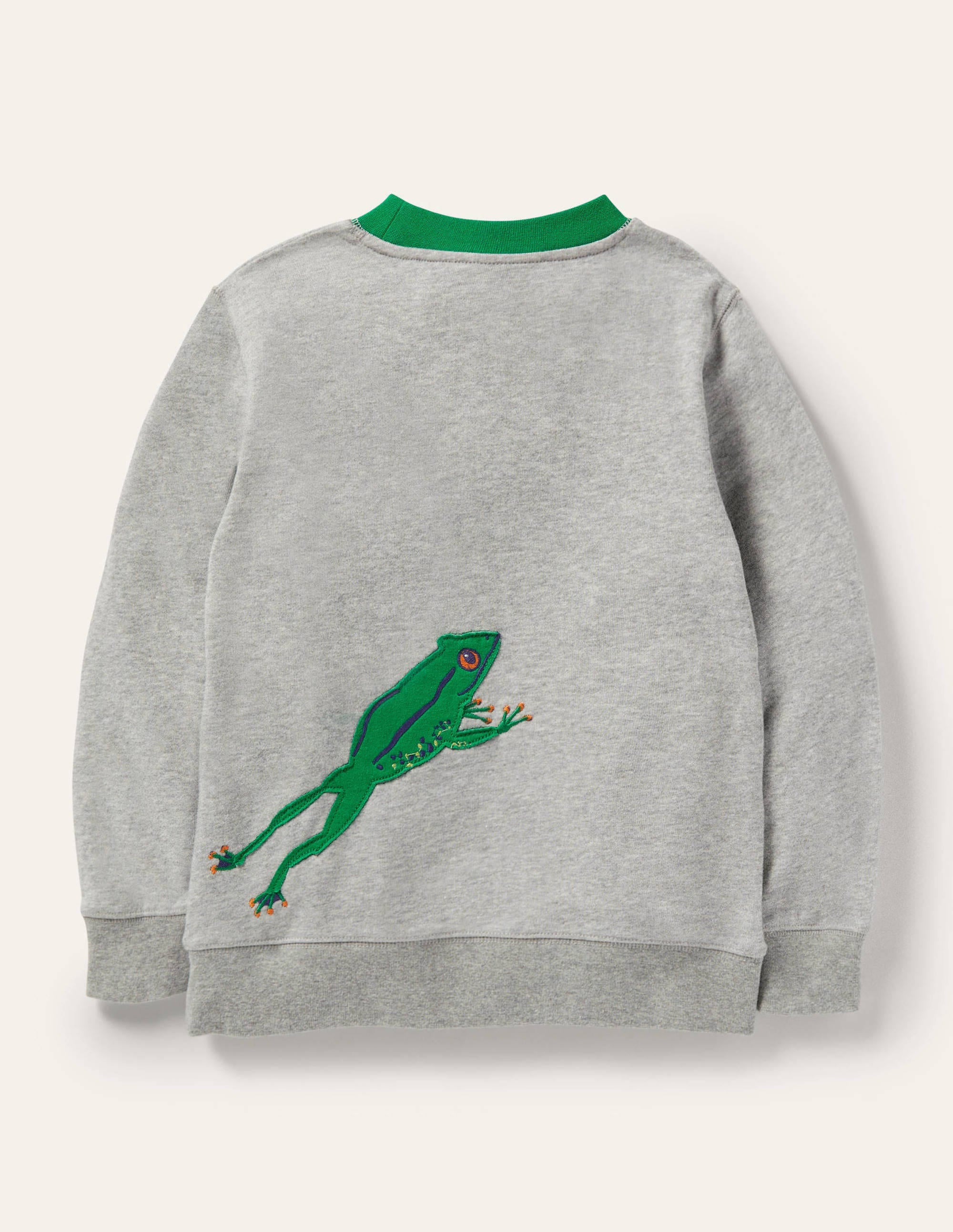 Sweatshirt mit Motiv auf Vorder- und Rückseite-Grau Meliert, Frosch - Image 2