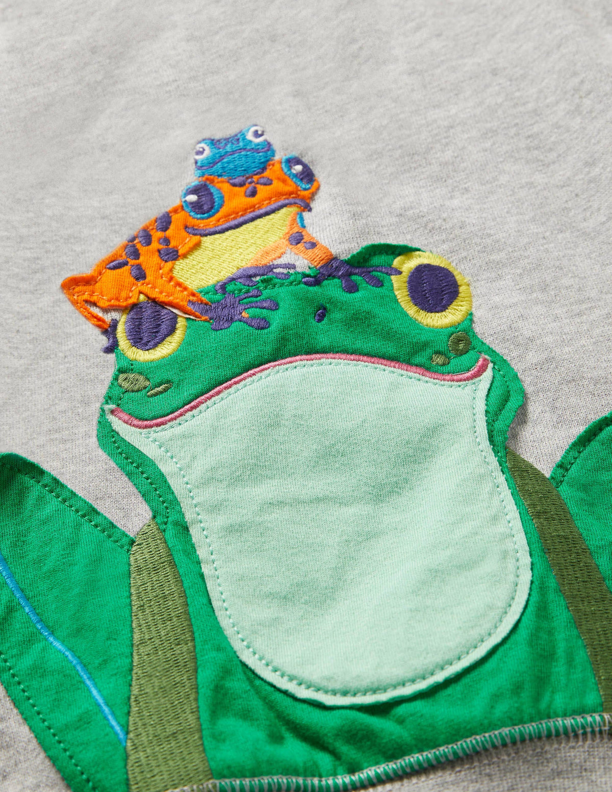 Sweatshirt mit Motiv auf Vorder- und Rückseite-Grau Meliert, Frosch - Image 3