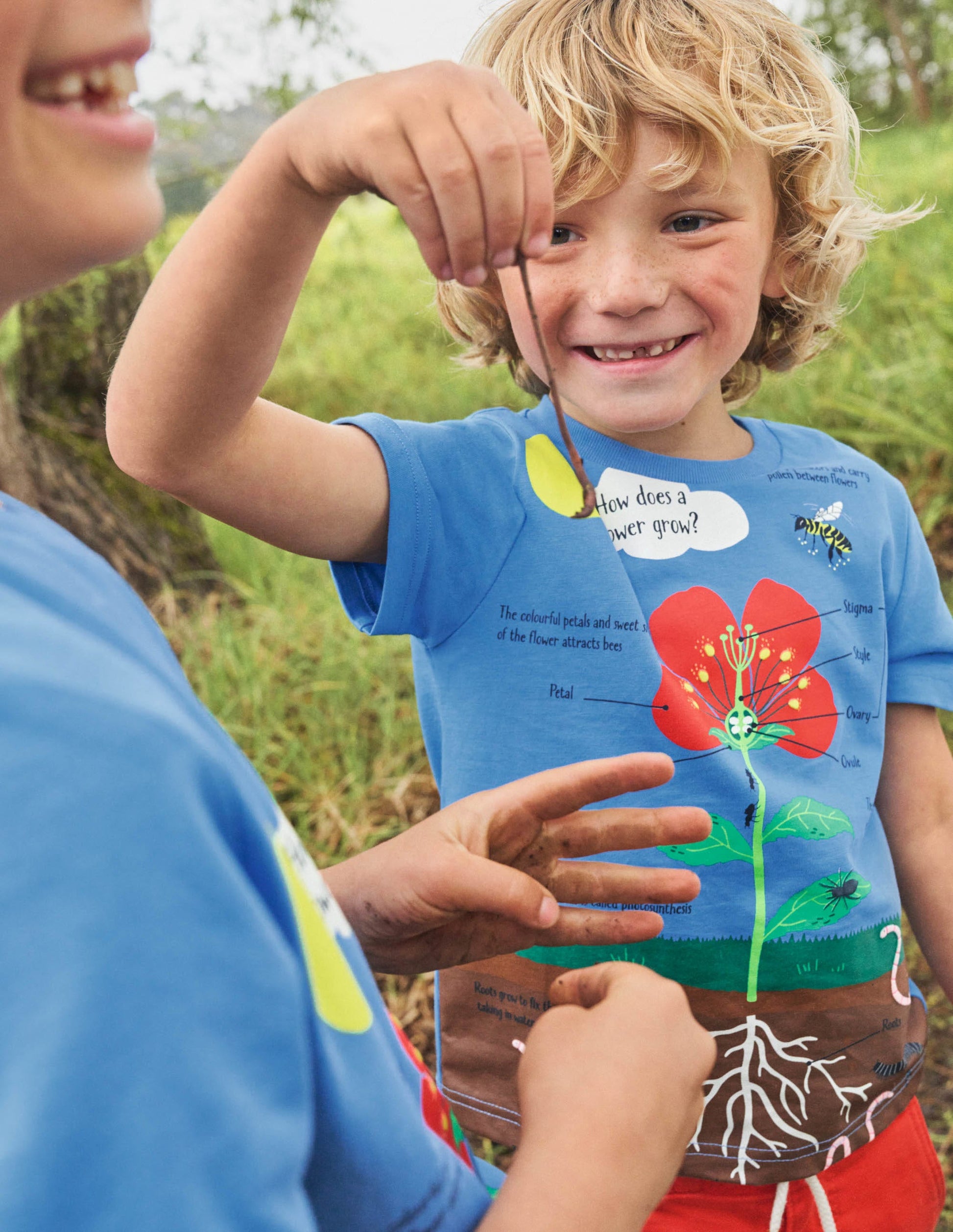 Printed Educational T-shirt-Bright Bluebell Blue Flower-5
