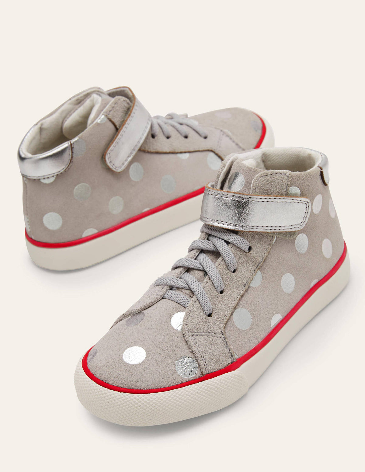 Hochgeschnittene Schuhe mit elastischen Schnürsenkeln-Silber, Getupft - Image 1