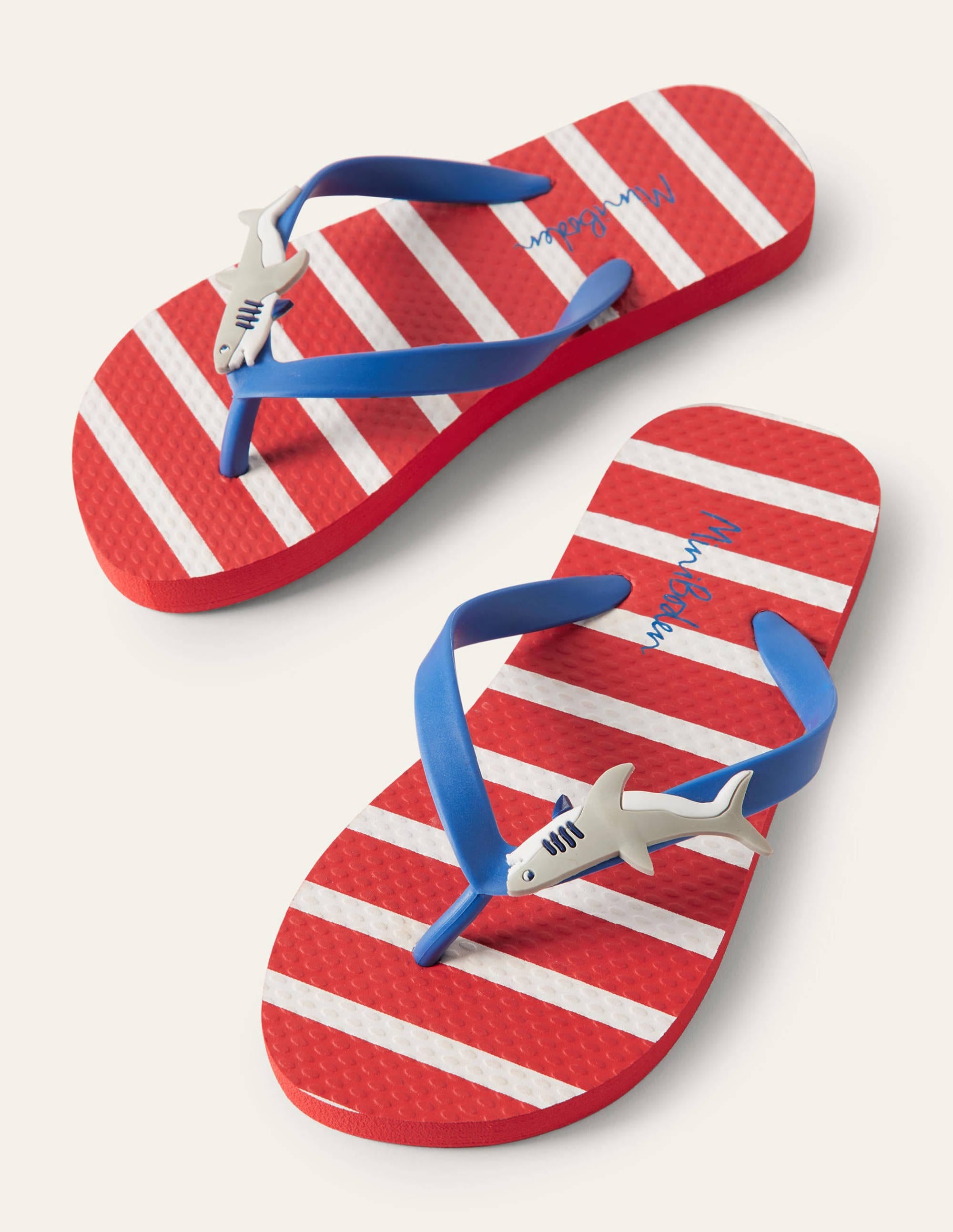 Flip-Flops (Jungen)-Rot/Naturweiß, Haie - Image 1