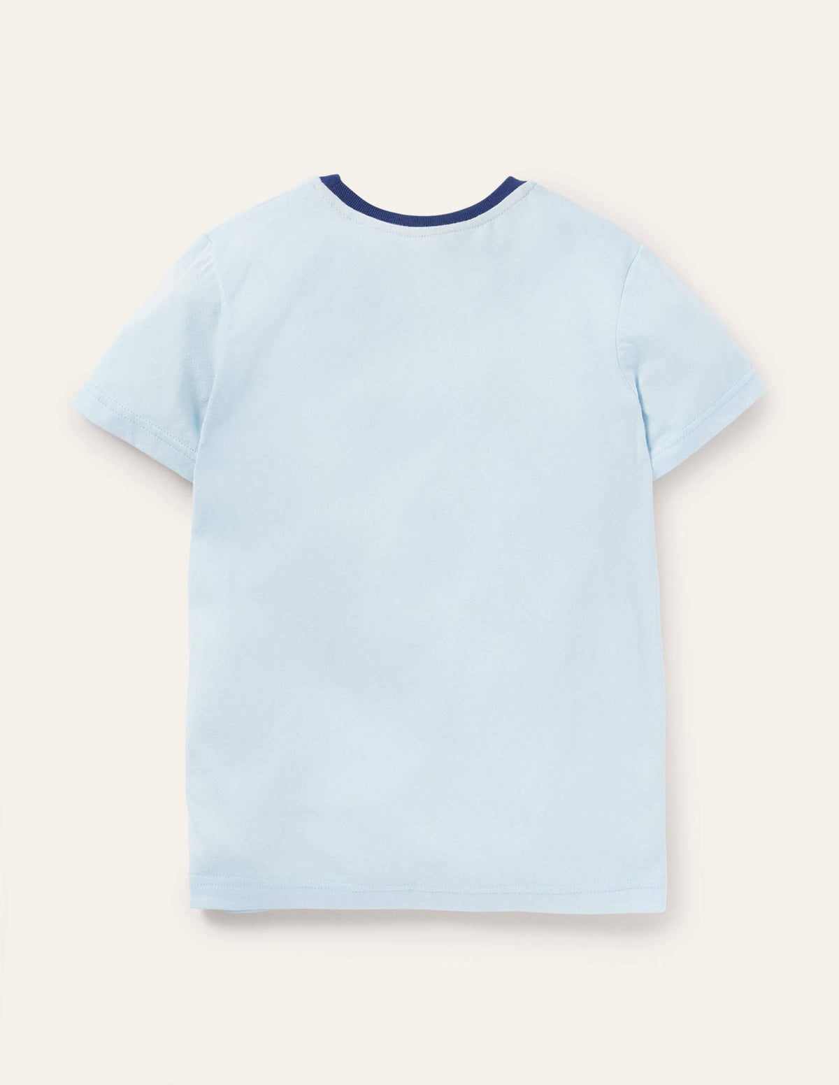 T-shirt délavé en tissu flammé-Bleu glacé/poitrine rayée arc-en-ciel - Image 2