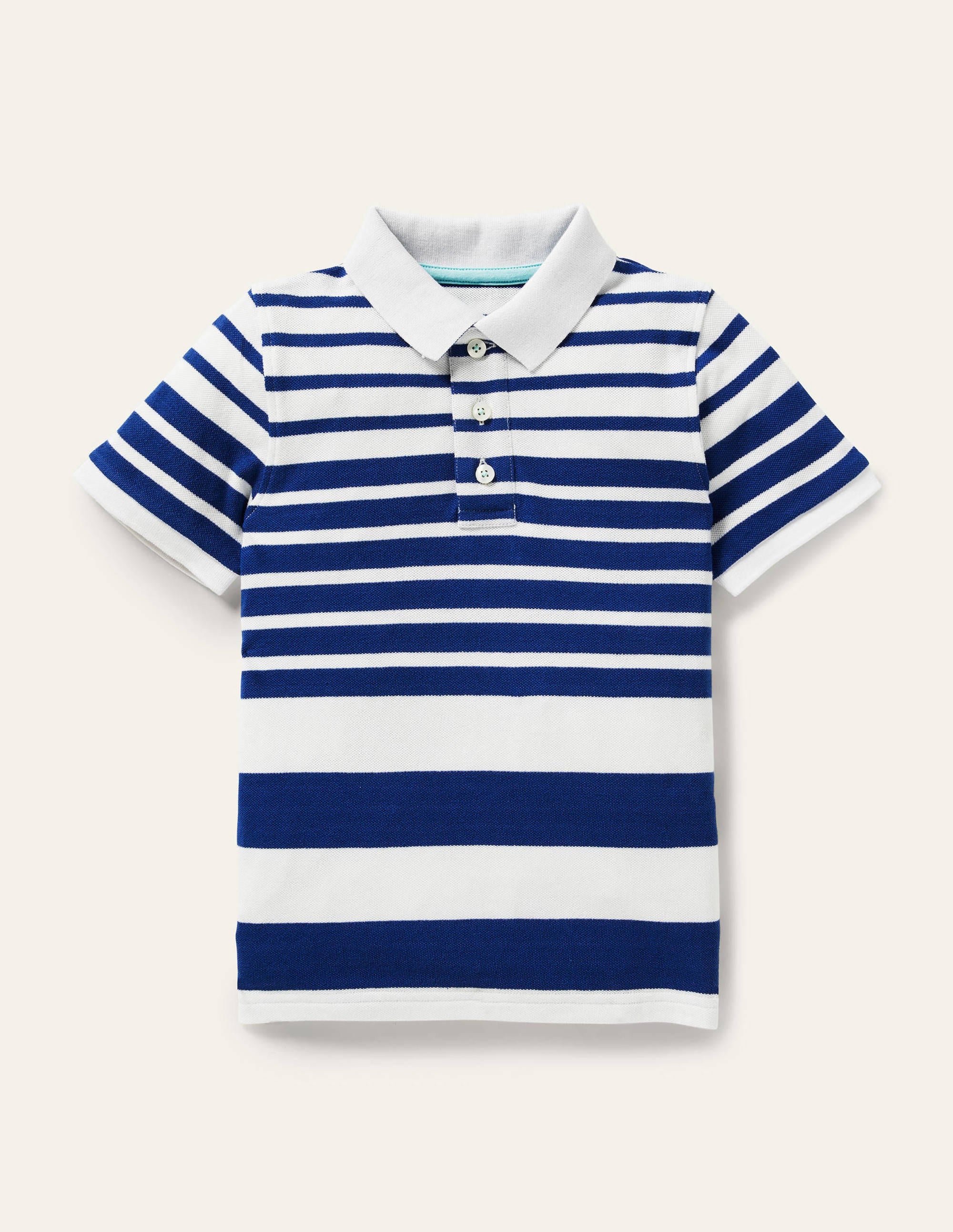 Polo en piqué-Rayé dégradé bleu vague - Image 1