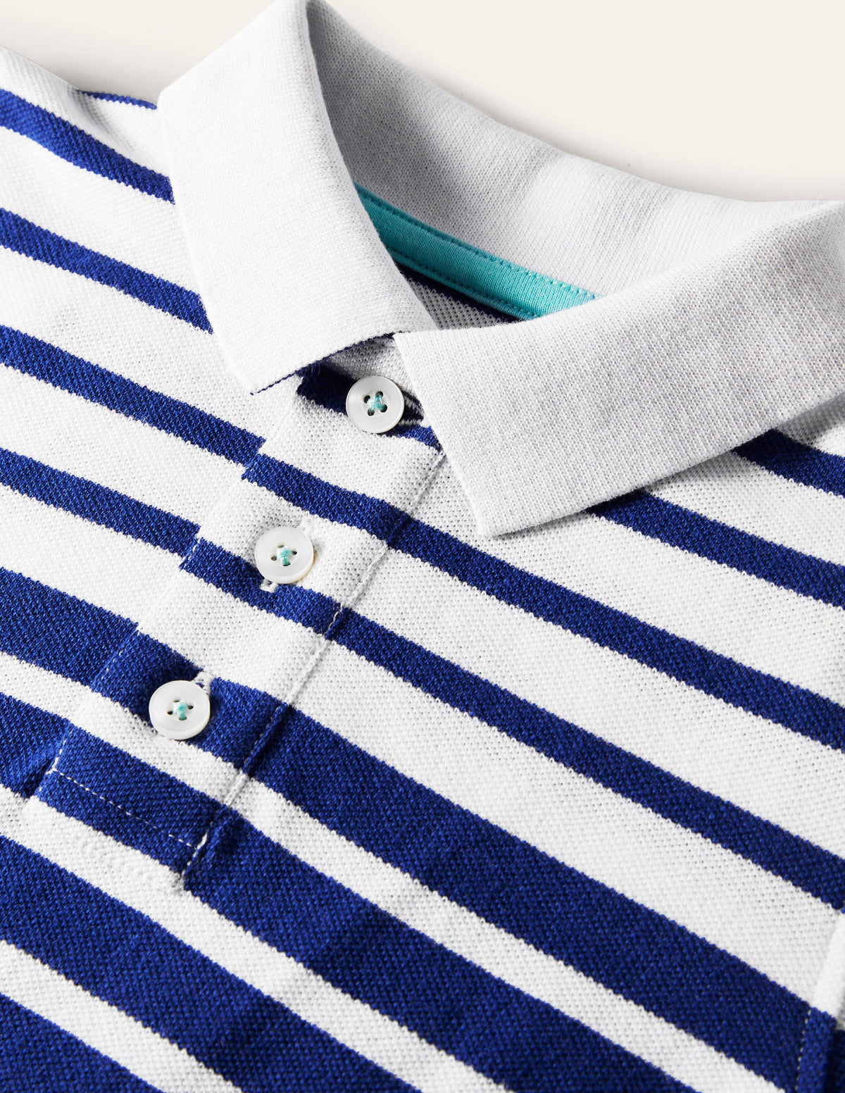 Polo en piqué-Rayé dégradé bleu vague - Image 3