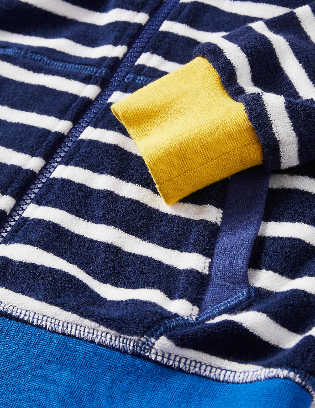 Frottee-Kapuzenjacke-Schuluniform-Navy, Gestreift - Image 3