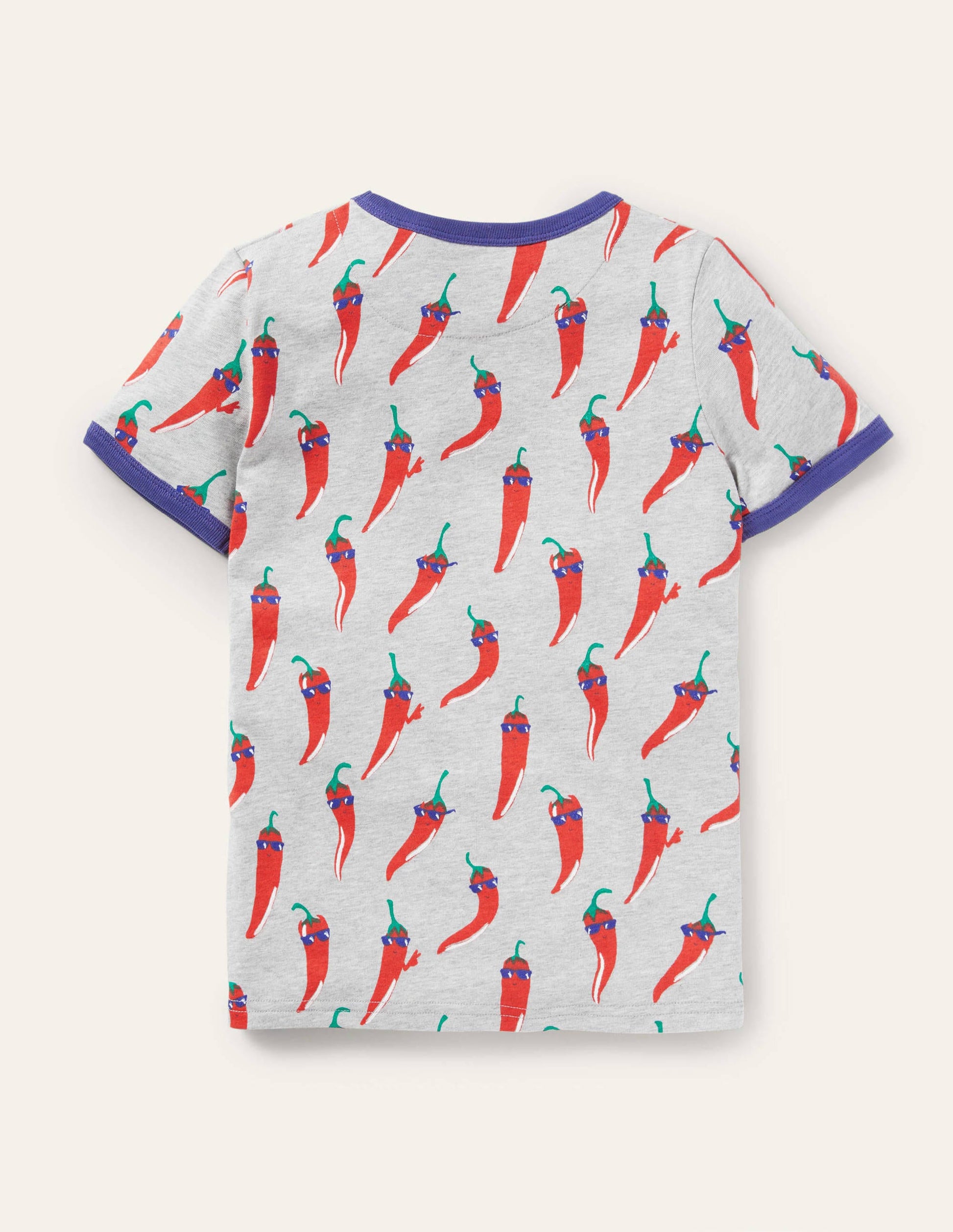 Printed Ringer T-shirt-Grey Marl Dude Chillies-2