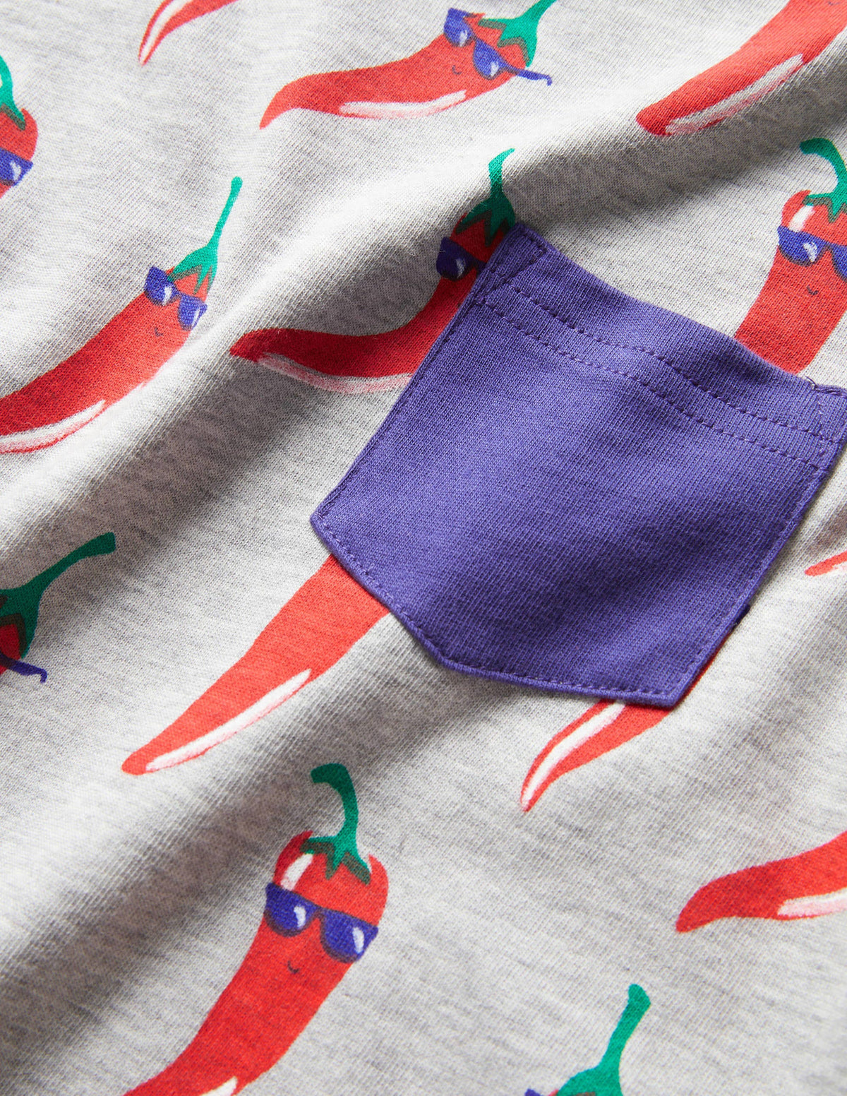 Printed Ringer T-shirt-Grey Marl Dude Chillies - Image 3