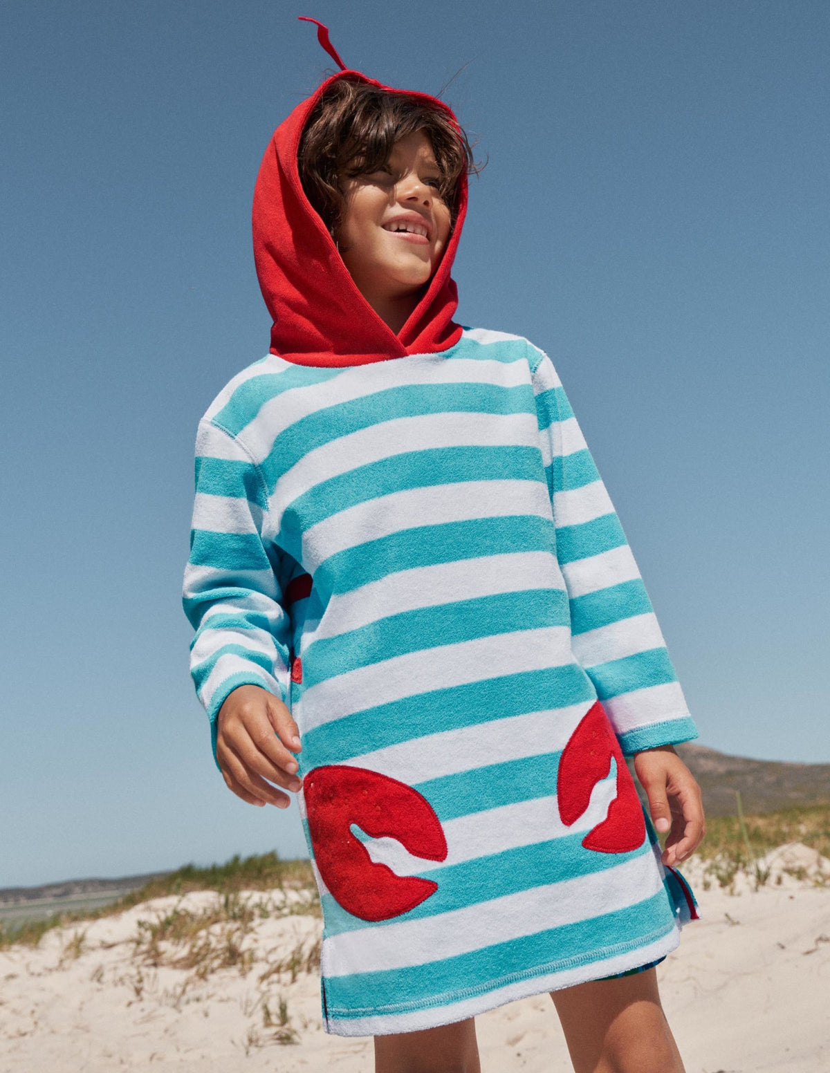 Poncho en éponge-Homard bleu aigue-marine-5