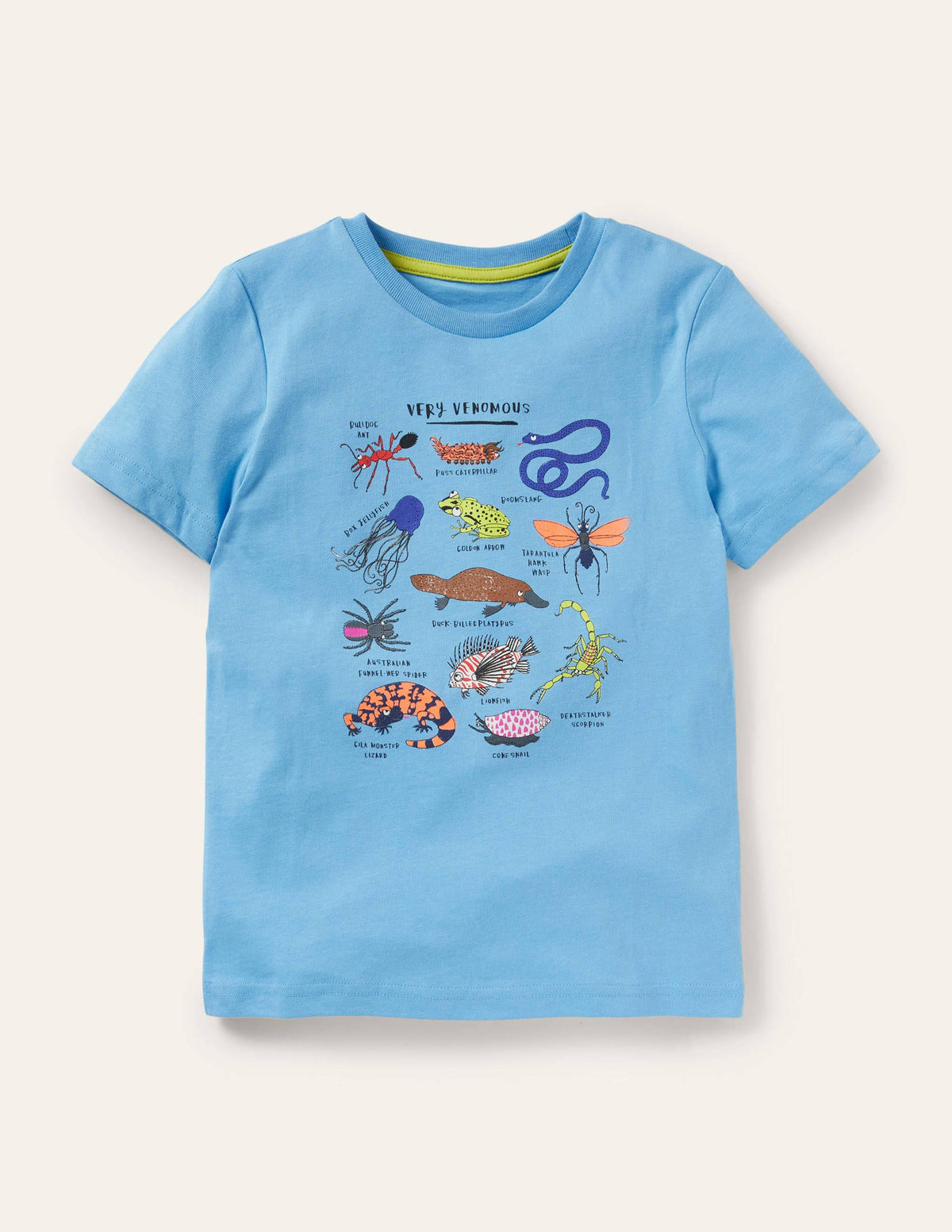 T-shirt à motif grille graphique-Animaux bleu surf-1
