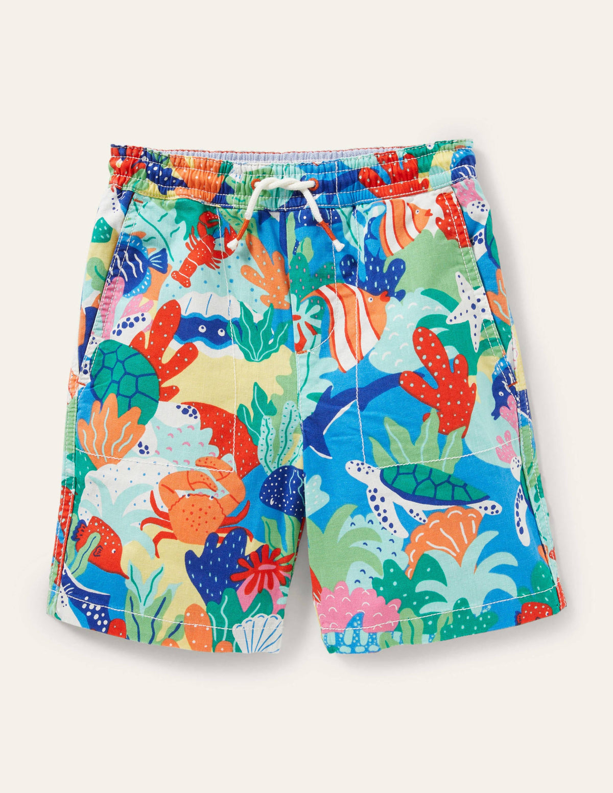 Pull-on Drawstring Shorts-Multi Rainbow Reef-1