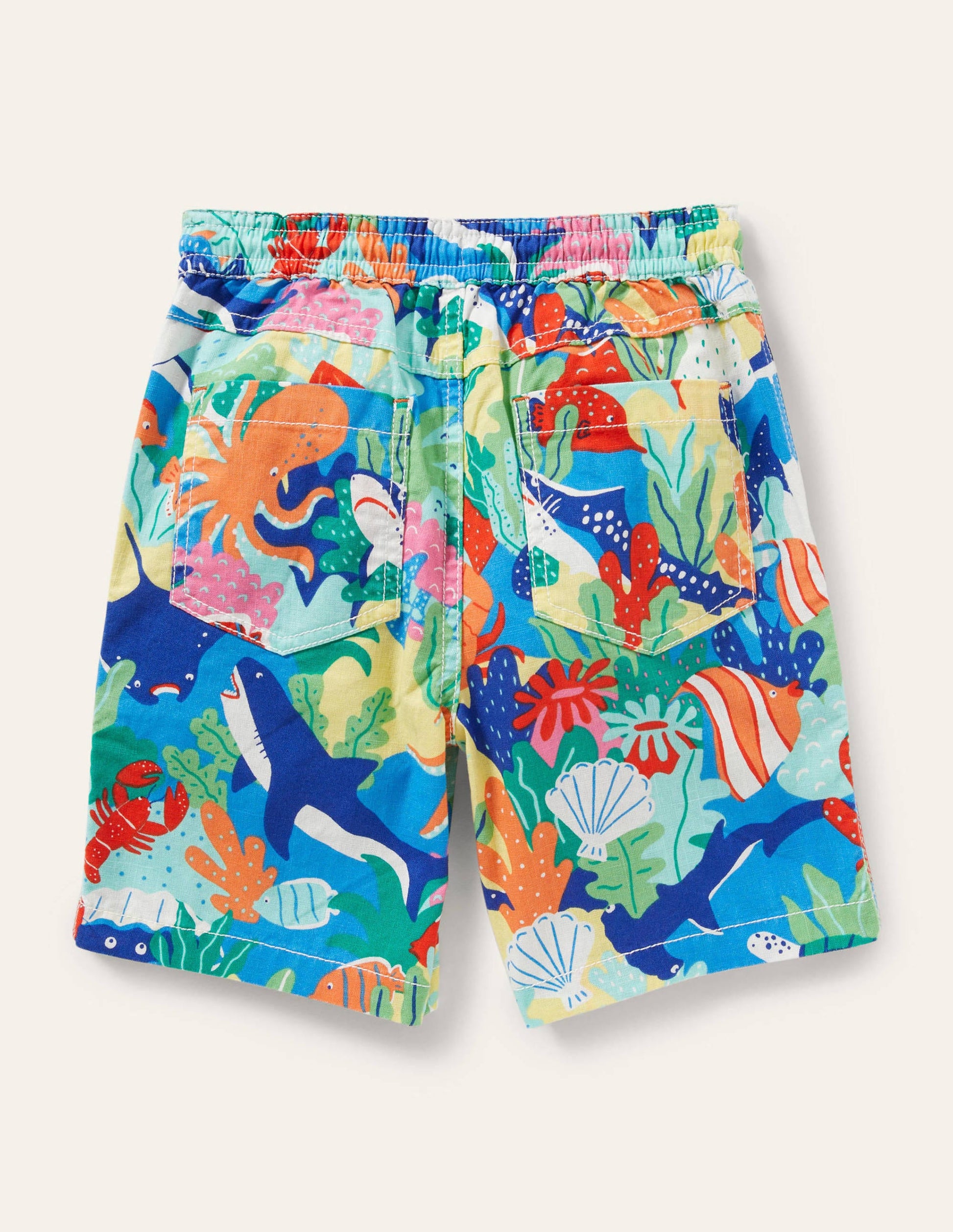 Pull-on Drawstring Shorts-Multi Rainbow Reef-2