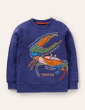Sweatshirt mit Krabbenapplikation-Segelblau
