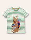 T-Shirt mit Osterapplikation-Naturweiß/Aloe-Vera-Grün, Hase