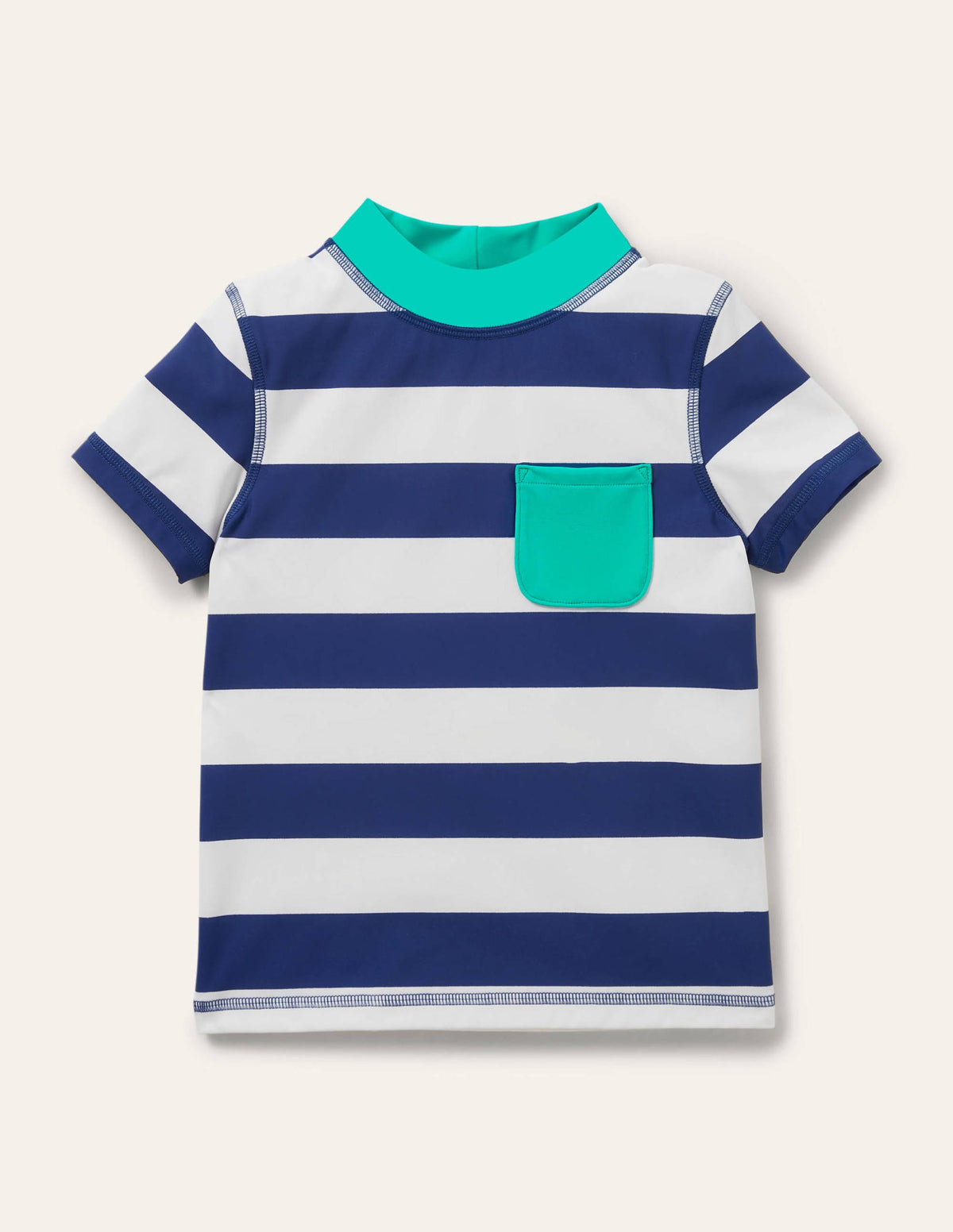 Badeshirt mit kurzen Ärmeln-Wellenblau/Weiß - Image 1