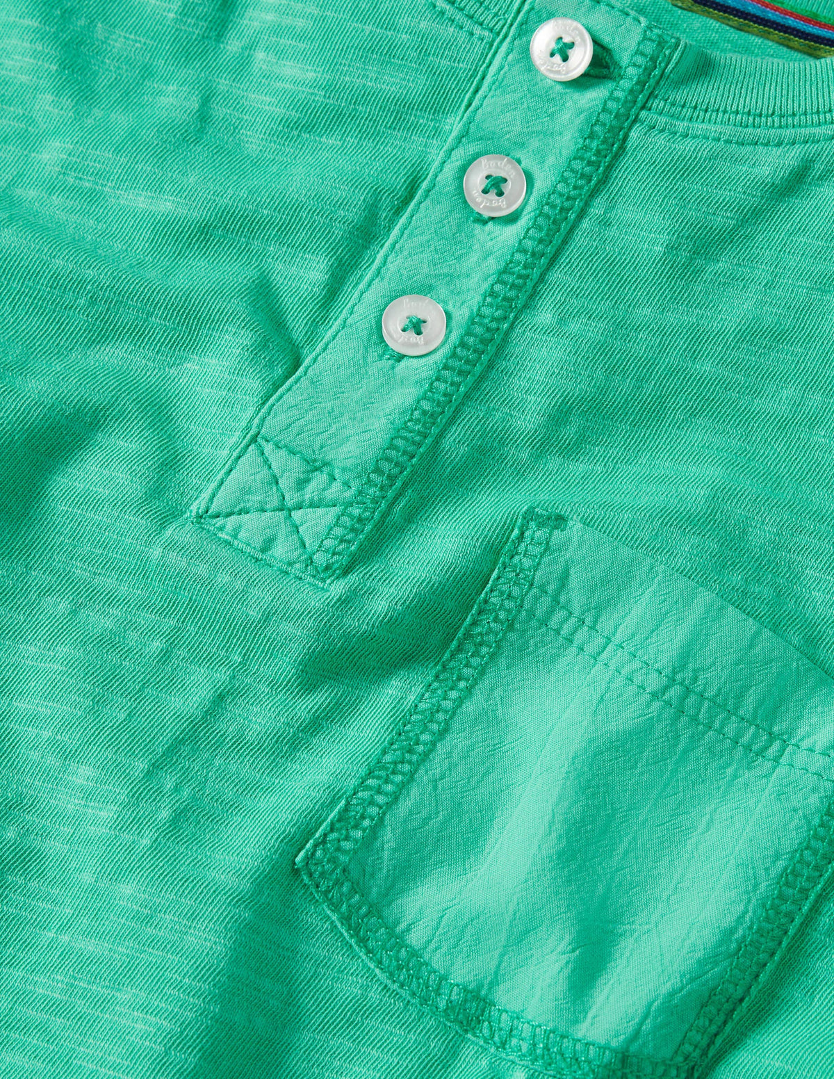 Garment Dye Henley T-shirt-Tropical Green - Image 3