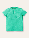 Garment Dye Henley T-shirt-Tropical Green