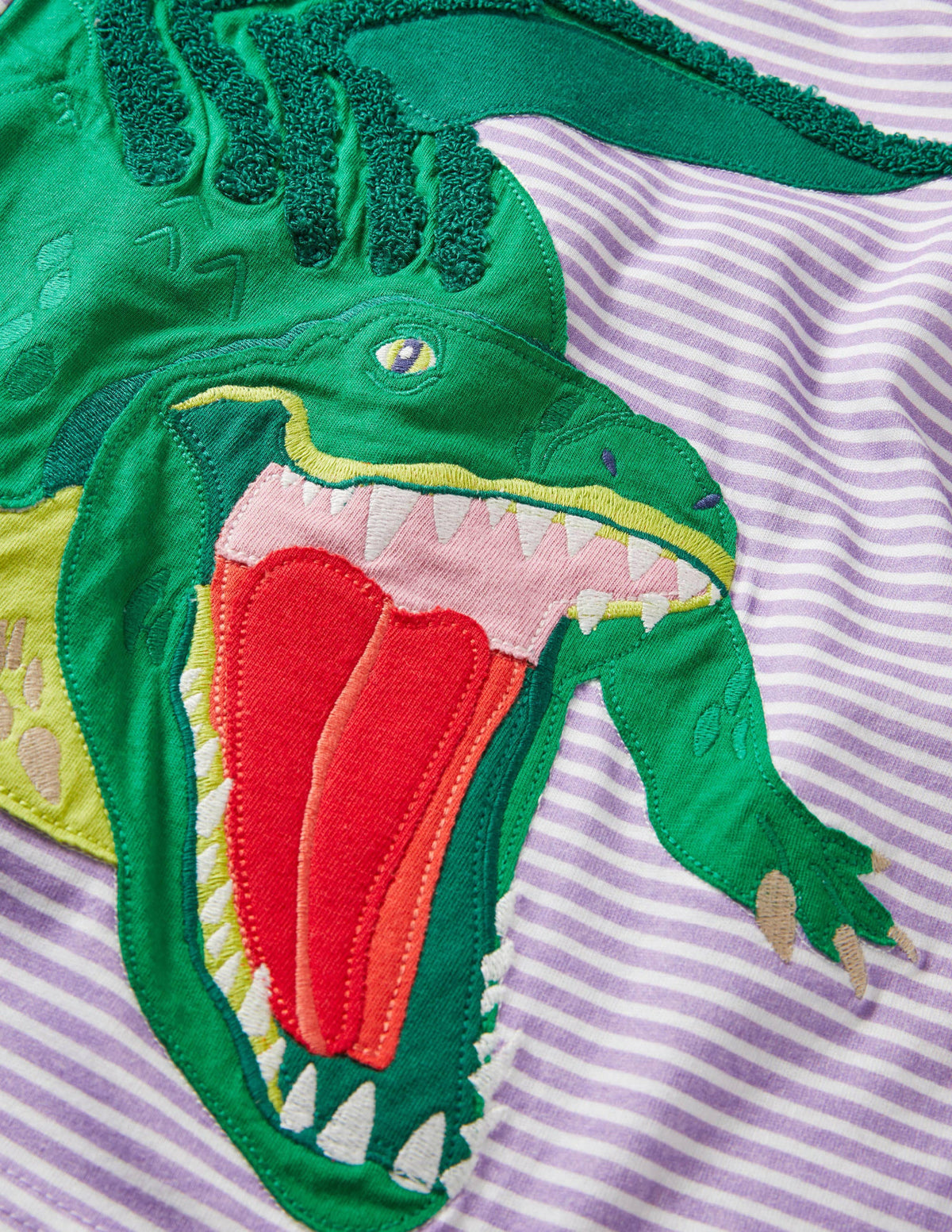 Gestreiftes T-Shirt mit Tierapplikation-Kühles Violett, Krokodil-3