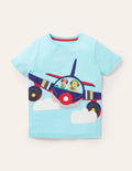 Front & Back Appliqué T-shirt-Georgian Blue Plane