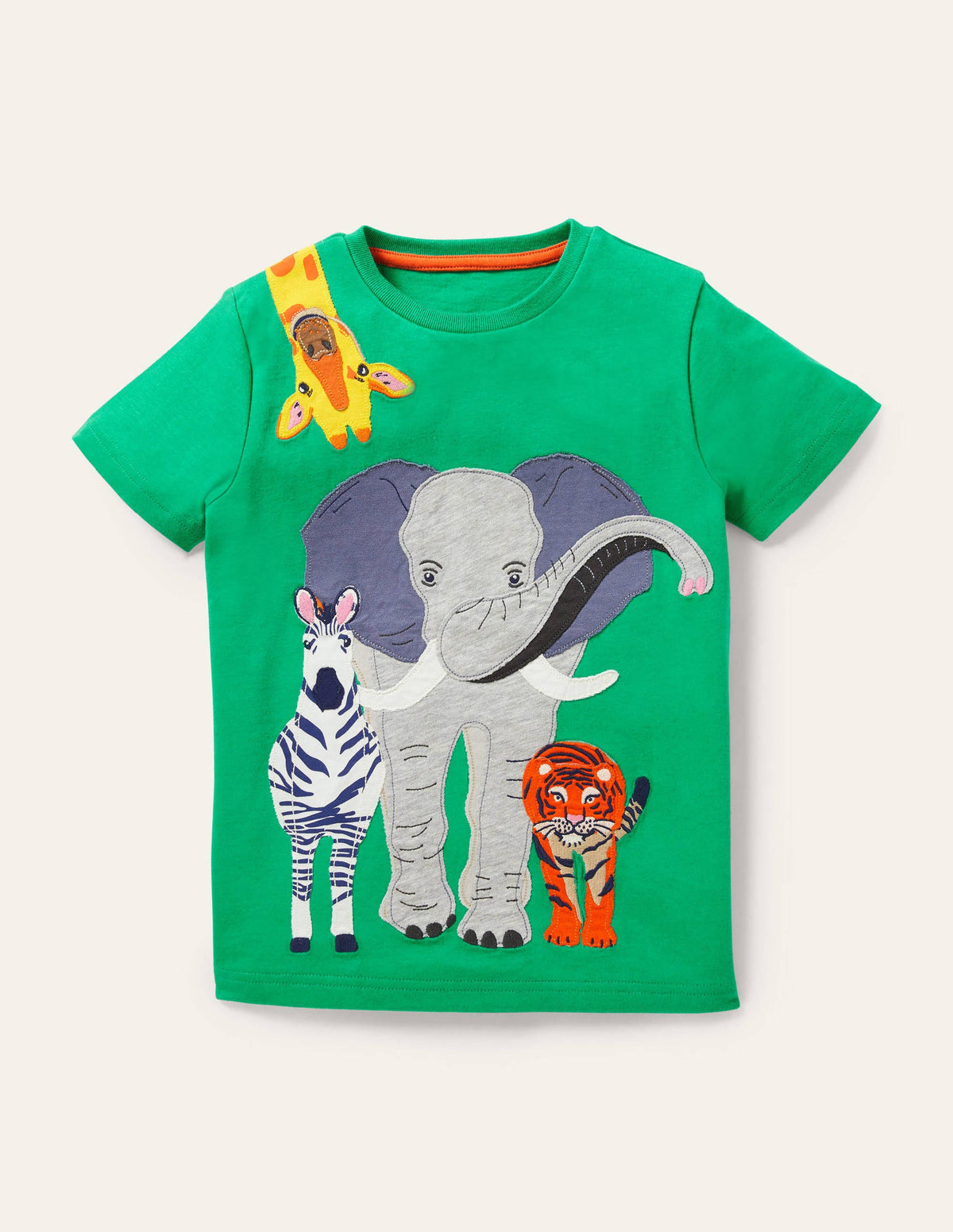 T-Shirt mit Applikationen auf Vorder- und Rückseite-Paprikagrün, Safaritiere-1