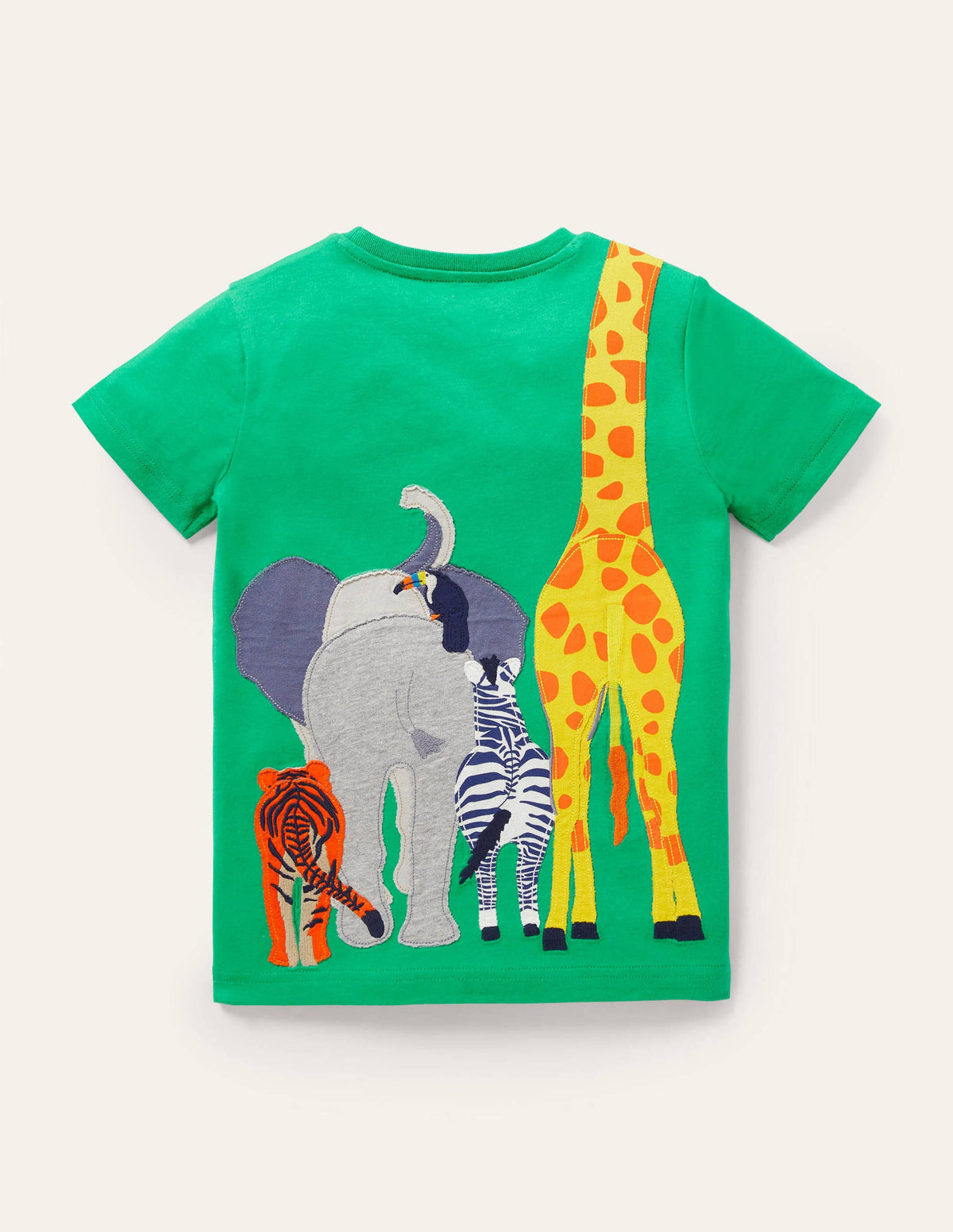 T-Shirt mit Applikationen auf Vorder- und Rückseite-Paprikagrün, Safaritiere-2