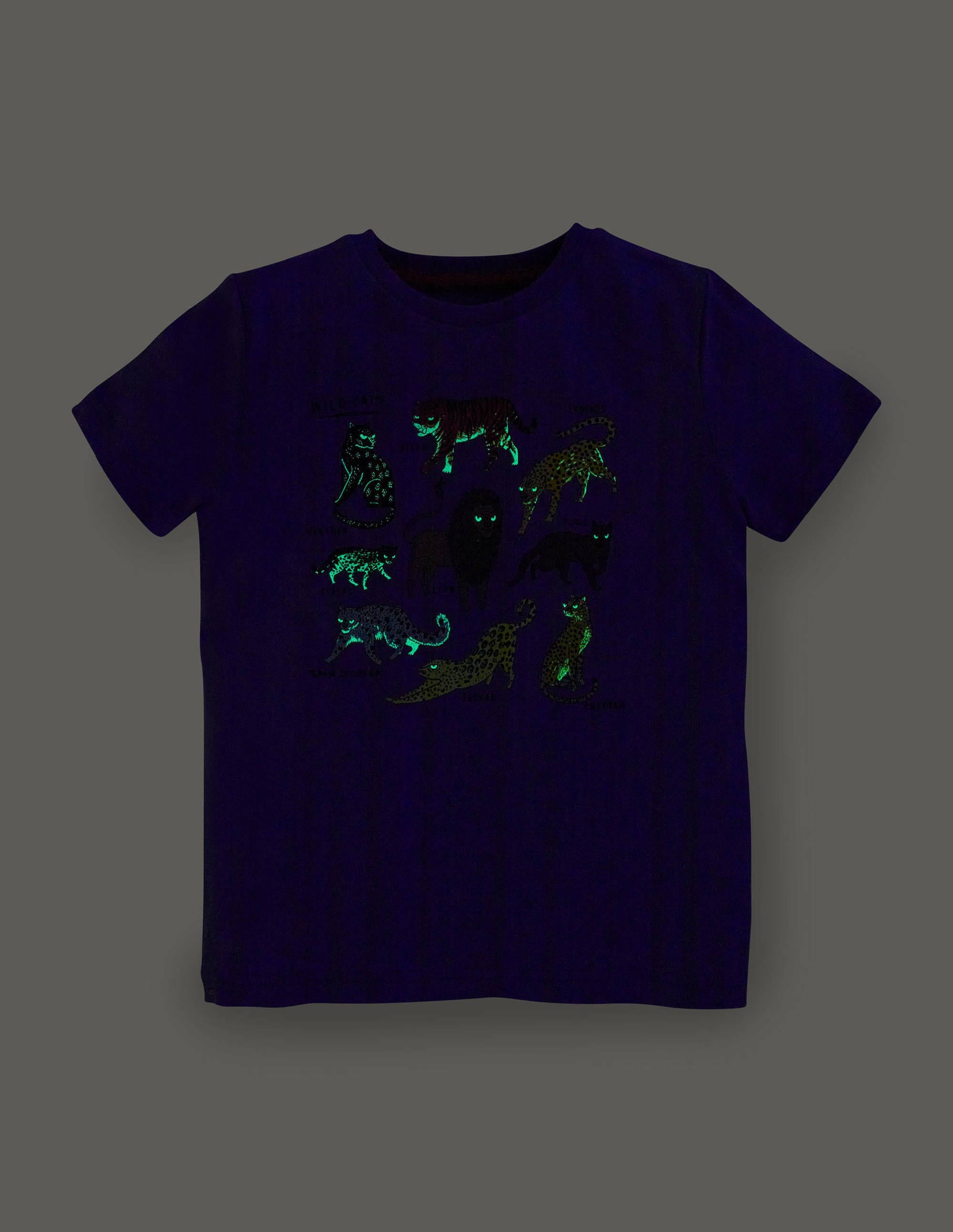 Im Dunkeln leuchtendes T-Shirt-Glockenblumenblau, Großkatzen - Image 4