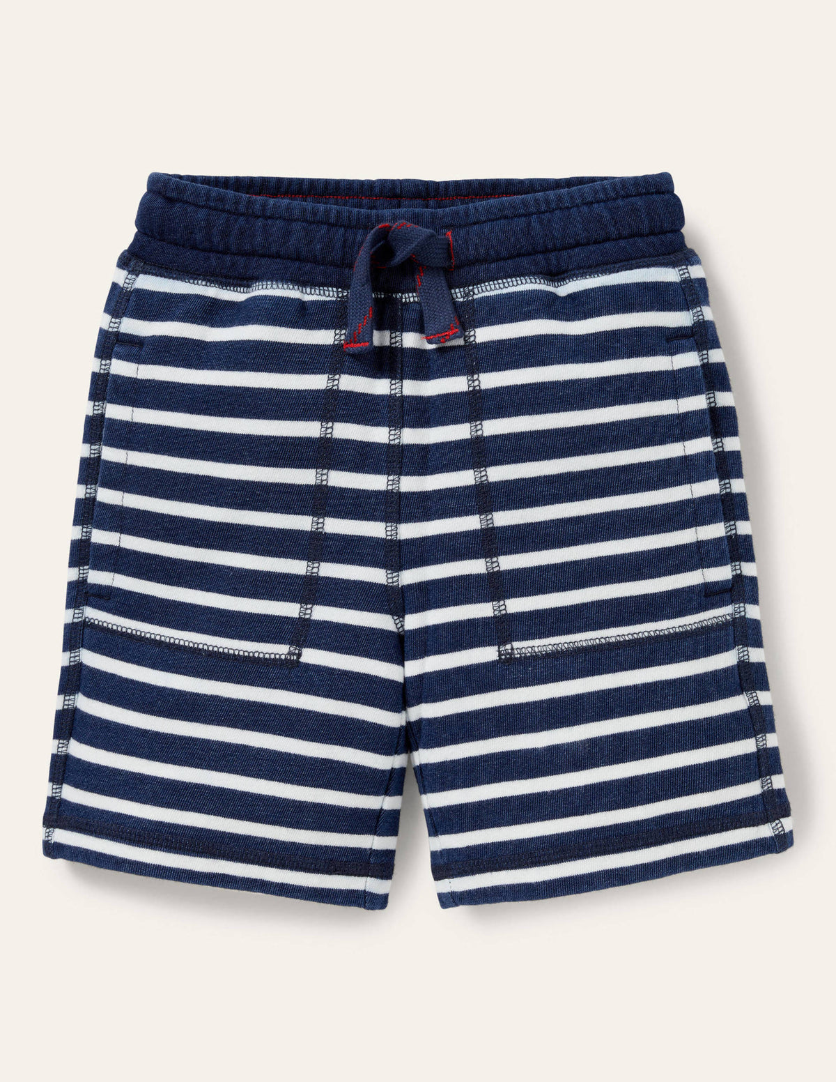 Striped Indigo Sweatshorts-Indigo/Ivory - Image 1