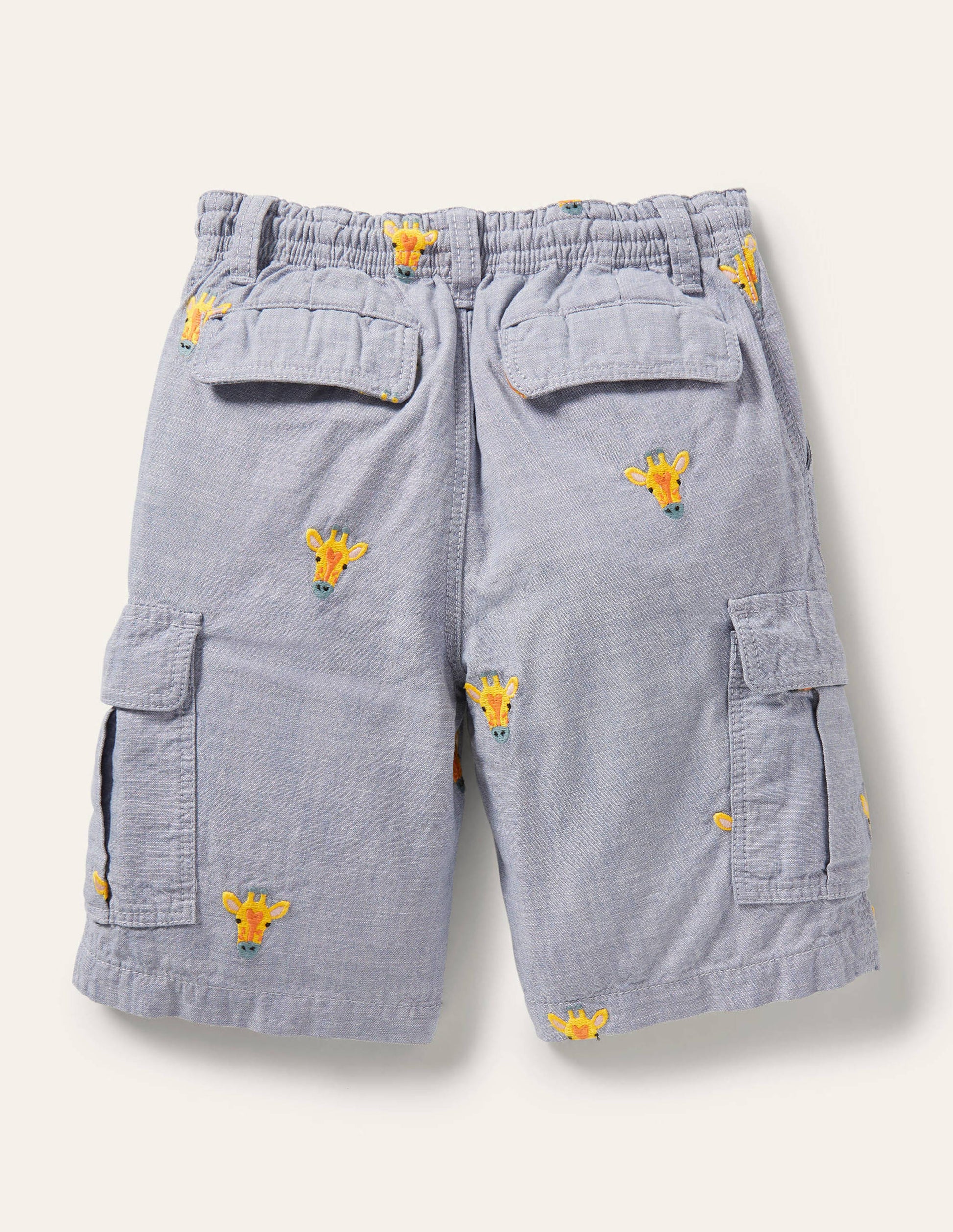 Short cargo-Broderie girafe chambray-2