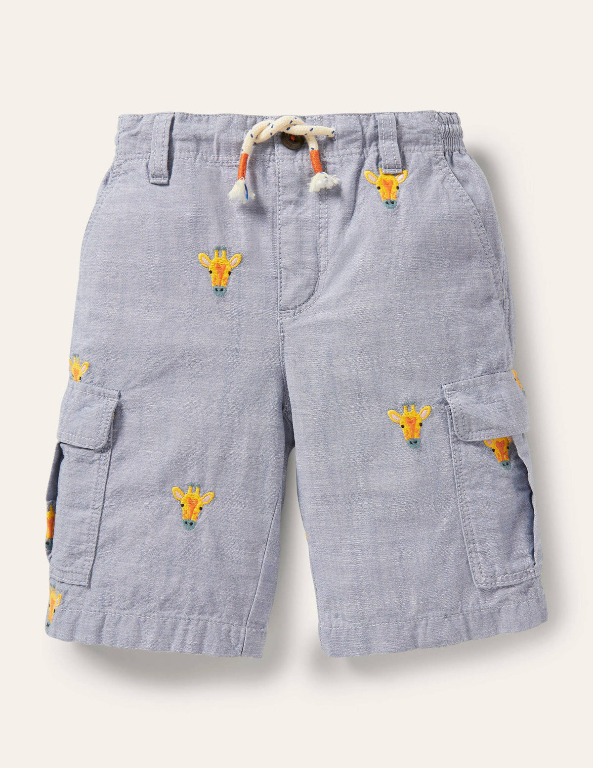 Short cargo-Broderie girafe chambray-1