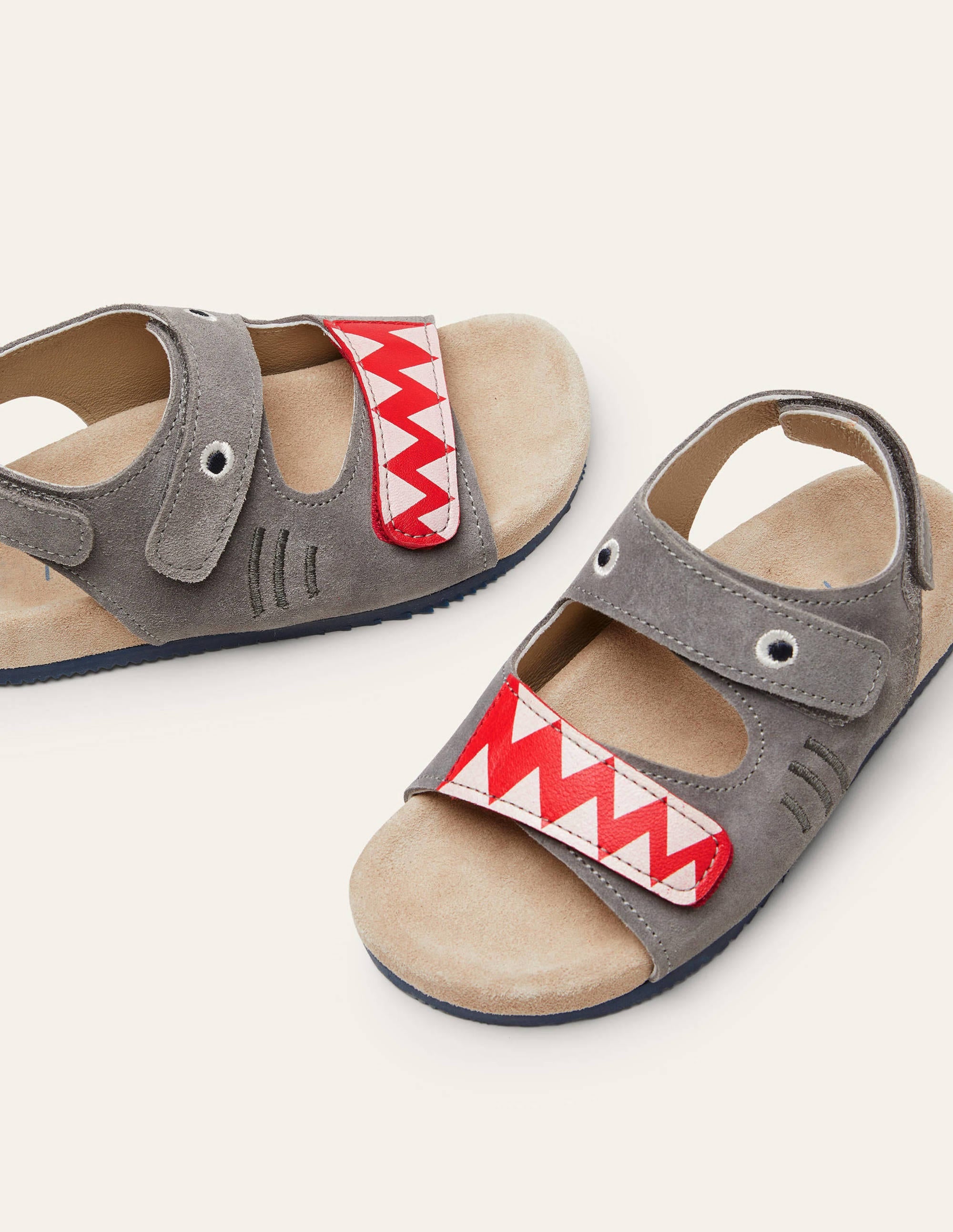 Sandalen aus Veloursleder-Flussblau, Hai - Image 1