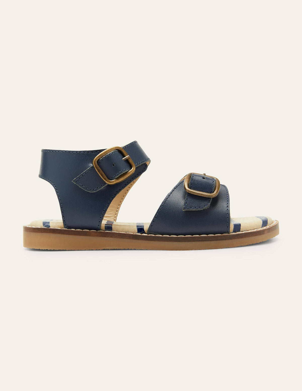 Leather Buckle Sandals-Navy Blue - Image 2