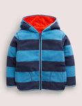Sweat à capuche cosy zippé et réversible-Rouge fusée/bleu marocain